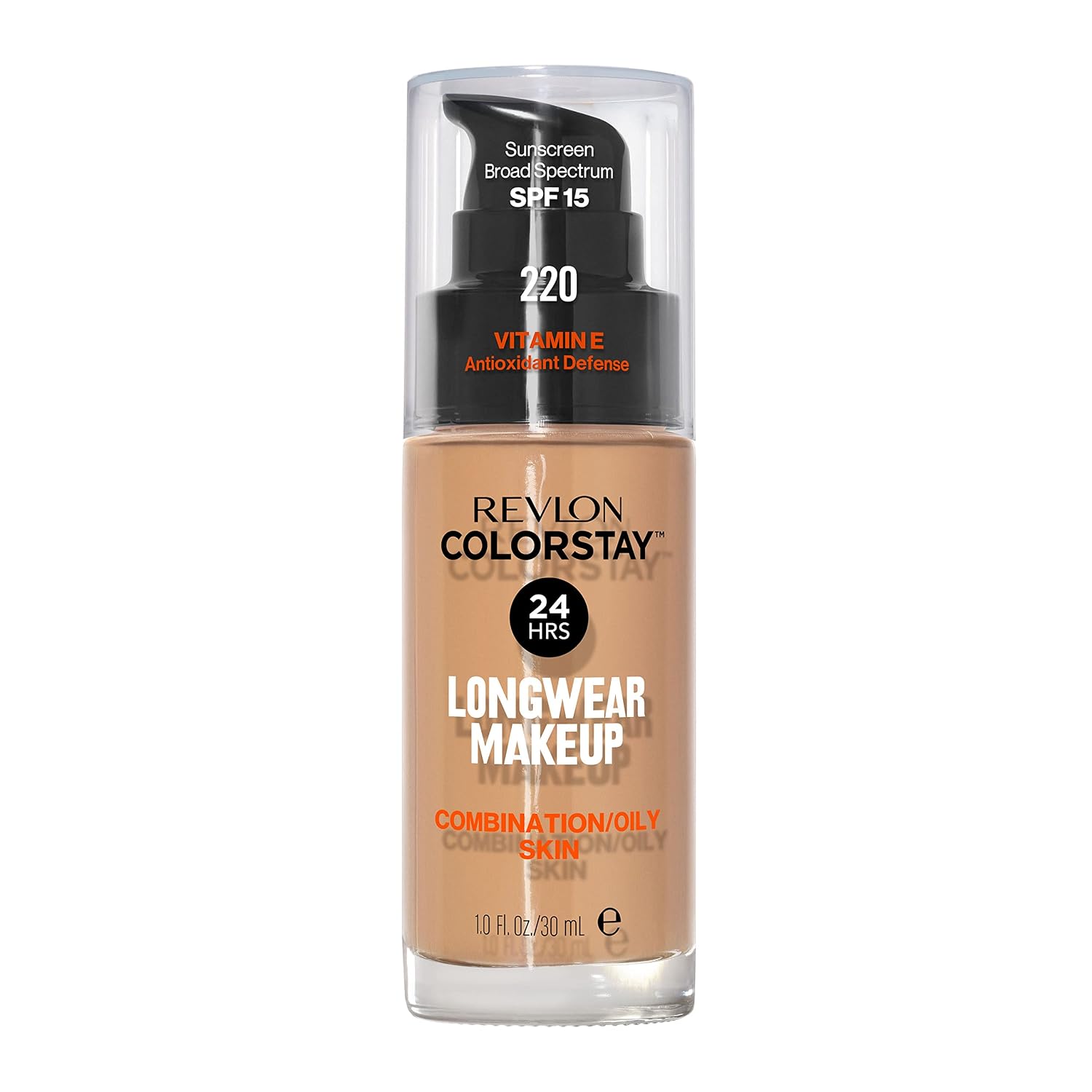 Revlon Colorstay Longwear Makeup Combo/Oily, 220 Natural Beige, 1 fl oz | Longwear foundation for combination & oily skin with SPF 15. Medium-full coverage, matte finish. Up to 24hr wear.