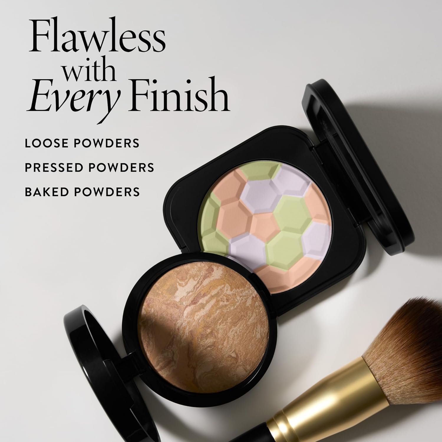 LAURA GELLER Full Face Powder Makeup Brush with Wooden Handle in Midnight Black – Foundation, Setting Powder, Blush, Bronzer, Highlighter and Luminizers – Sheer, Even Application and Blending Makeup - Image 4