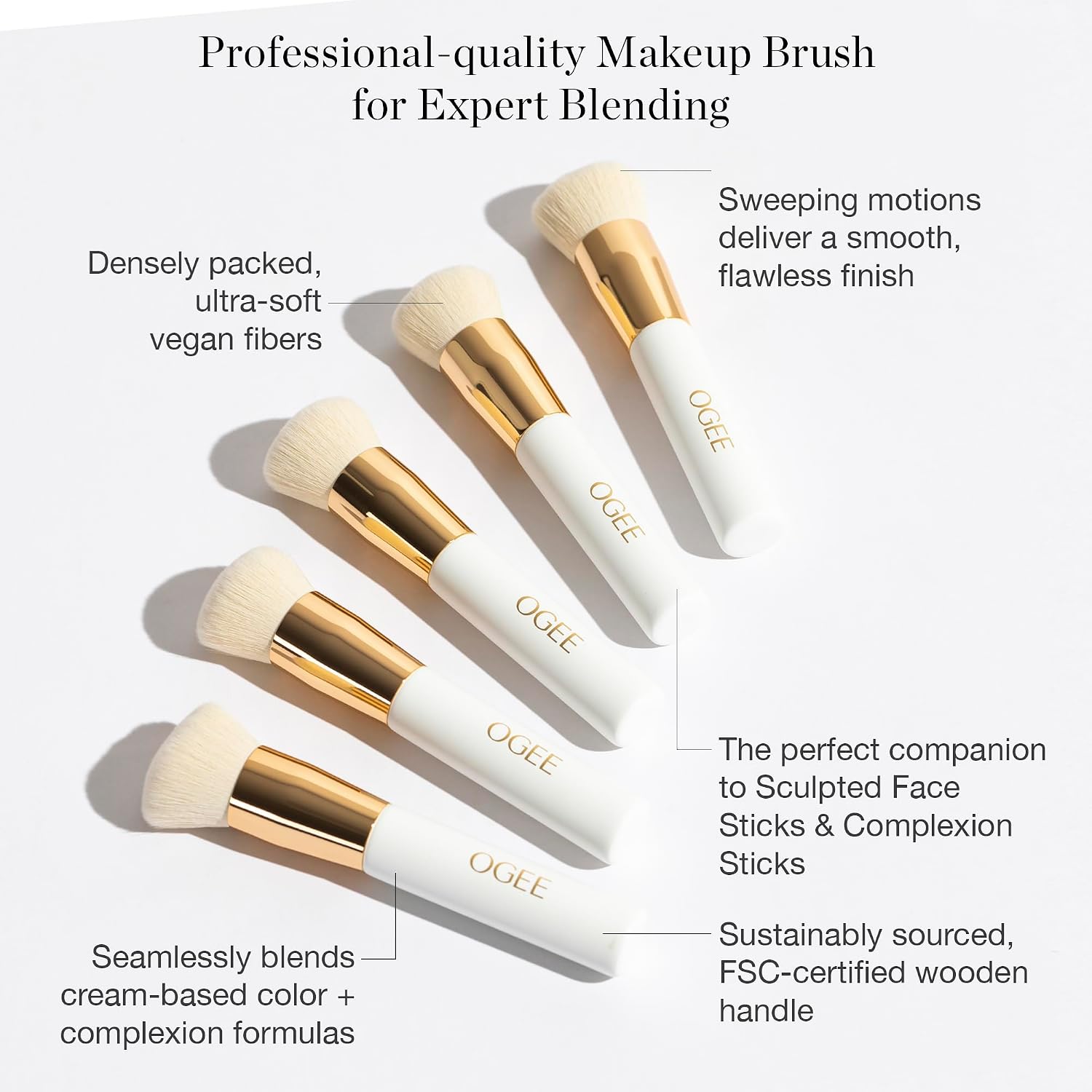Ogee Blender Brush - Ultra-Soft Foundation Brush with Vegan Bristles | Professional Quality Makeup Brush, Ultra-Soft Foundation Brush with Vegan Bristles for Flawless Makeup Application - Image 7