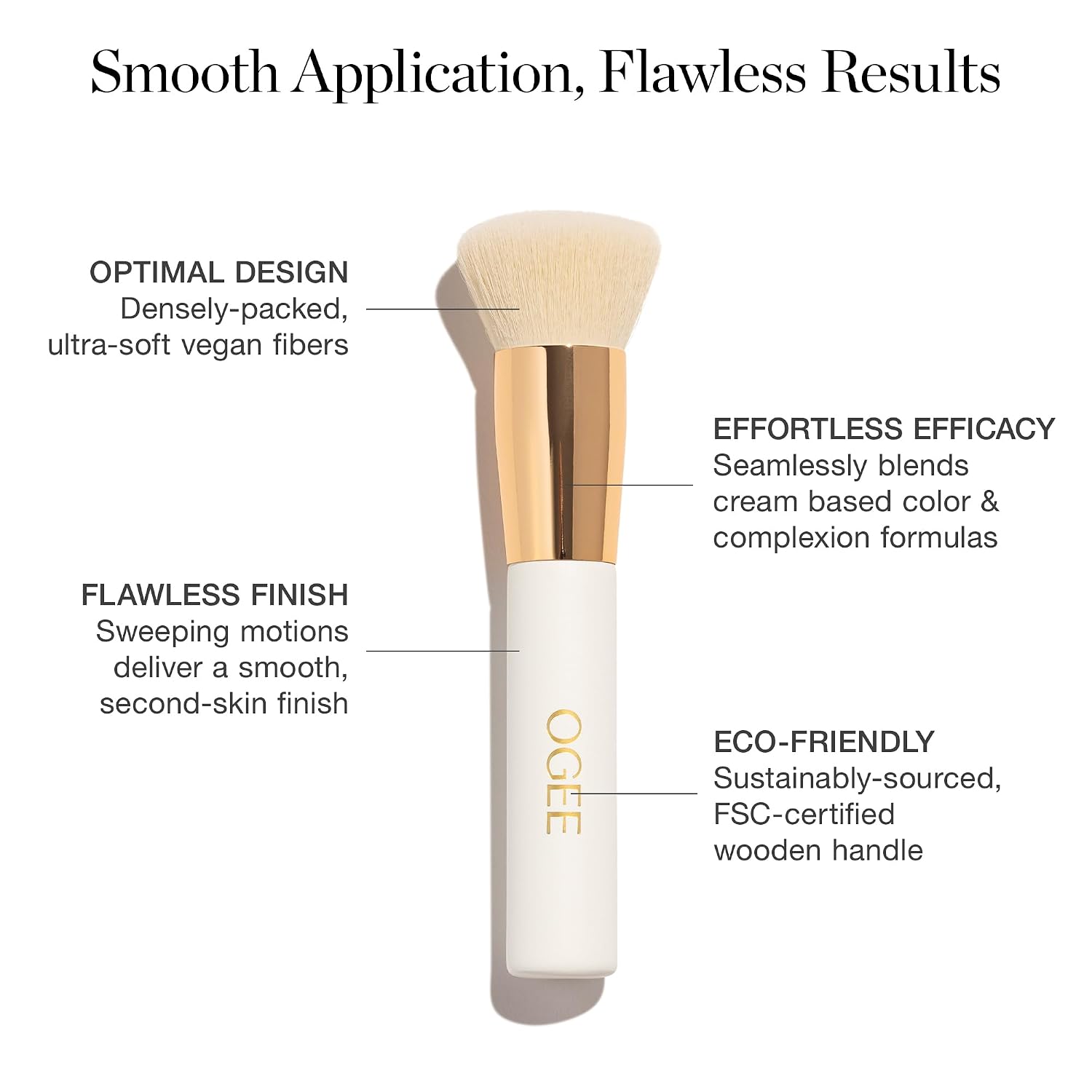 Ogee Blender Brush - Ultra-Soft Foundation Brush with Vegan Bristles | Professional Quality Makeup Brush, Ultra-Soft Foundation Brush with Vegan Bristles for Flawless Makeup Application - Image 3