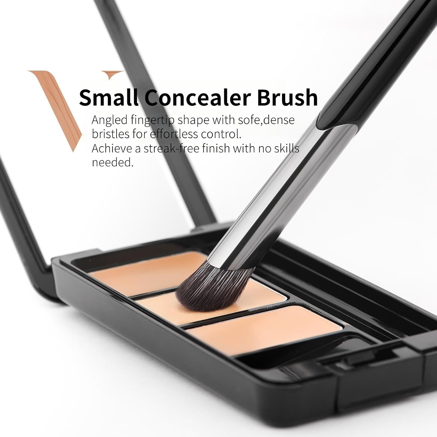 DUcare Angled Nose Contour Brush - Small Concealer Brush for Under Eye Dark Circles & Puffiness - Precision Detailing Brush for Face Contour, Highlighter & Shadow (V02) - Image 5