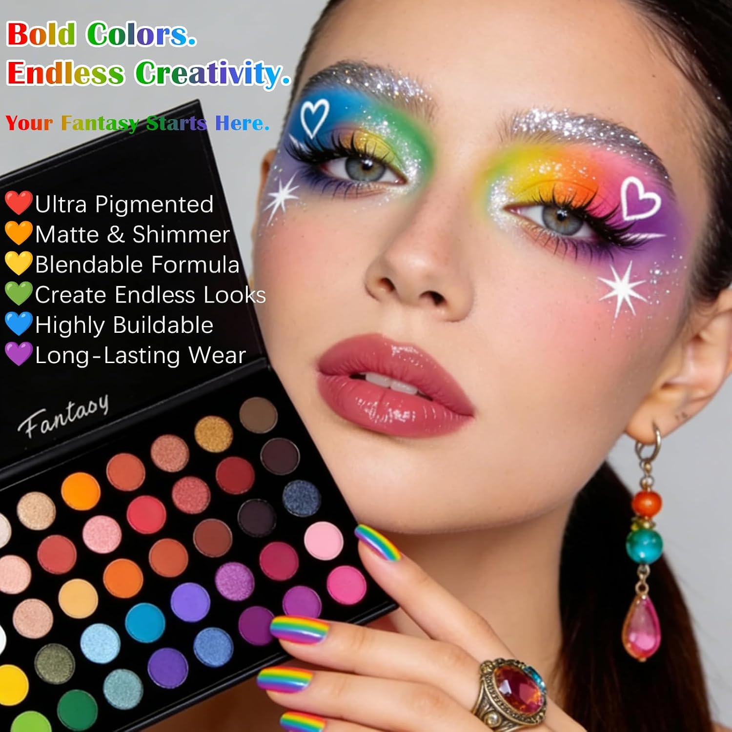 UCANBE Highly Pigmented Eye Makeup Palette, Matte Shimmer Metallic Eyeshadow Pallet Long Lasting Blendable Natural Colors Make Up Eye Shadows Cosmetics Gift Kit - Image 4