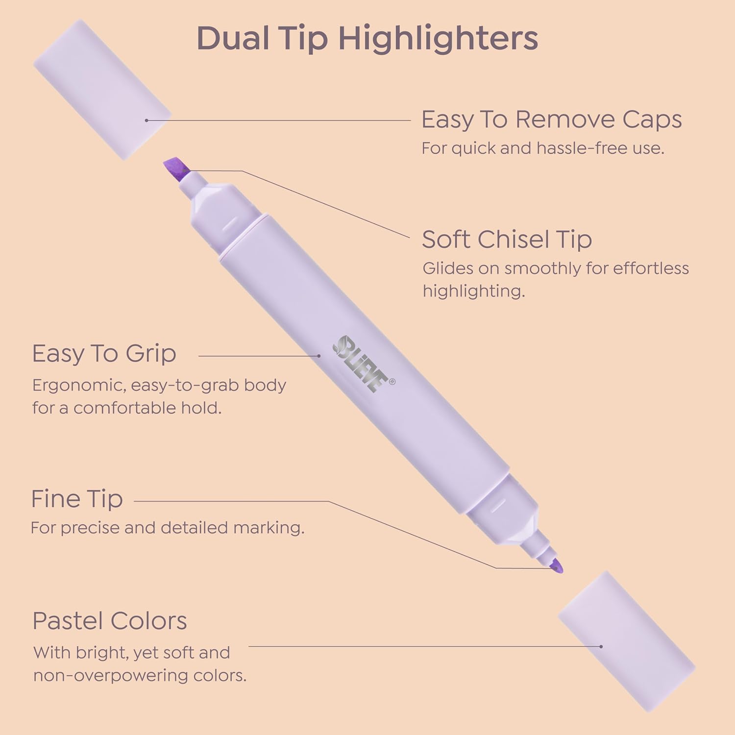 BLIEVE Bible Highlighters No Bleed Through, Pastel Colors, Dual Tip, 8 Pack | Aesthetic Cute Highlighters, Chisel Tip & Fine Point For Bible & Journaling, Back To School Supplies - Image 5