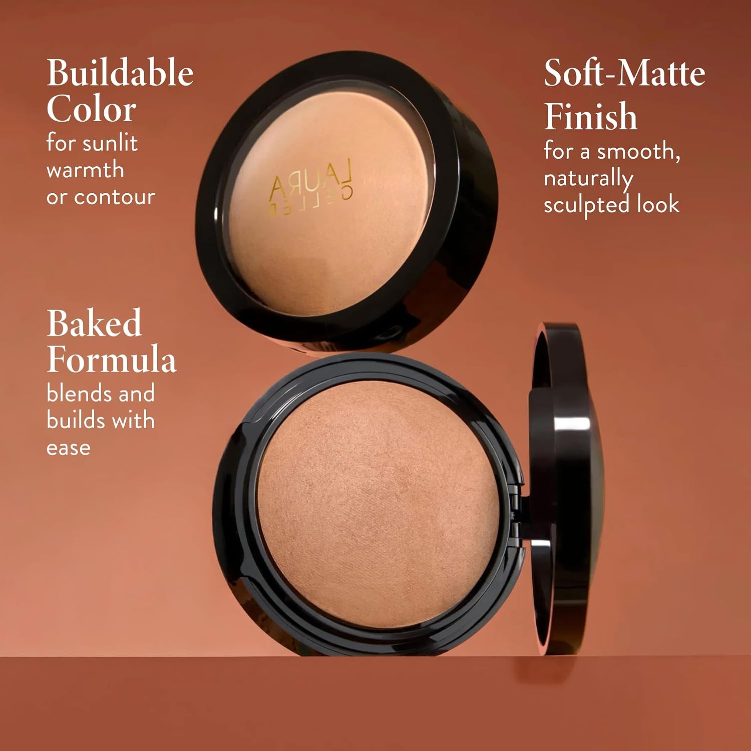 LAURA GELLER NEW YORK Double Take Baked Bronzer for Mature Skin, Medium | Matte Bronzing Powder for Natural-Looking Warmth & Soft Contour, Buildable Color, Never Orangey Finish - Image 4