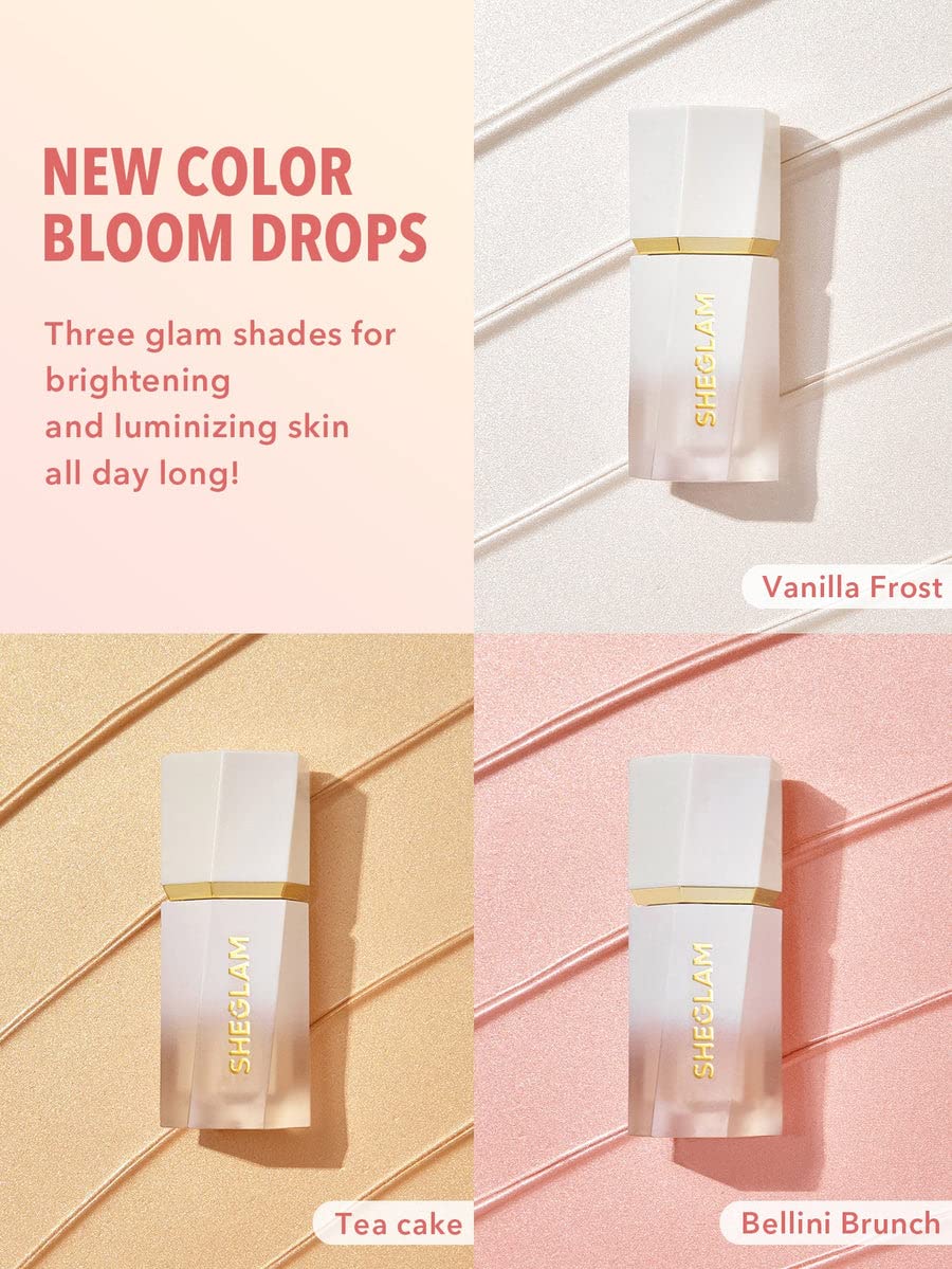 SHEGLAM Glow Bloom Liquid Waterproof Highlighter Long Lasting Cream Highlighter with Shimmer Dewy Finish - Tea Cake - Image 5