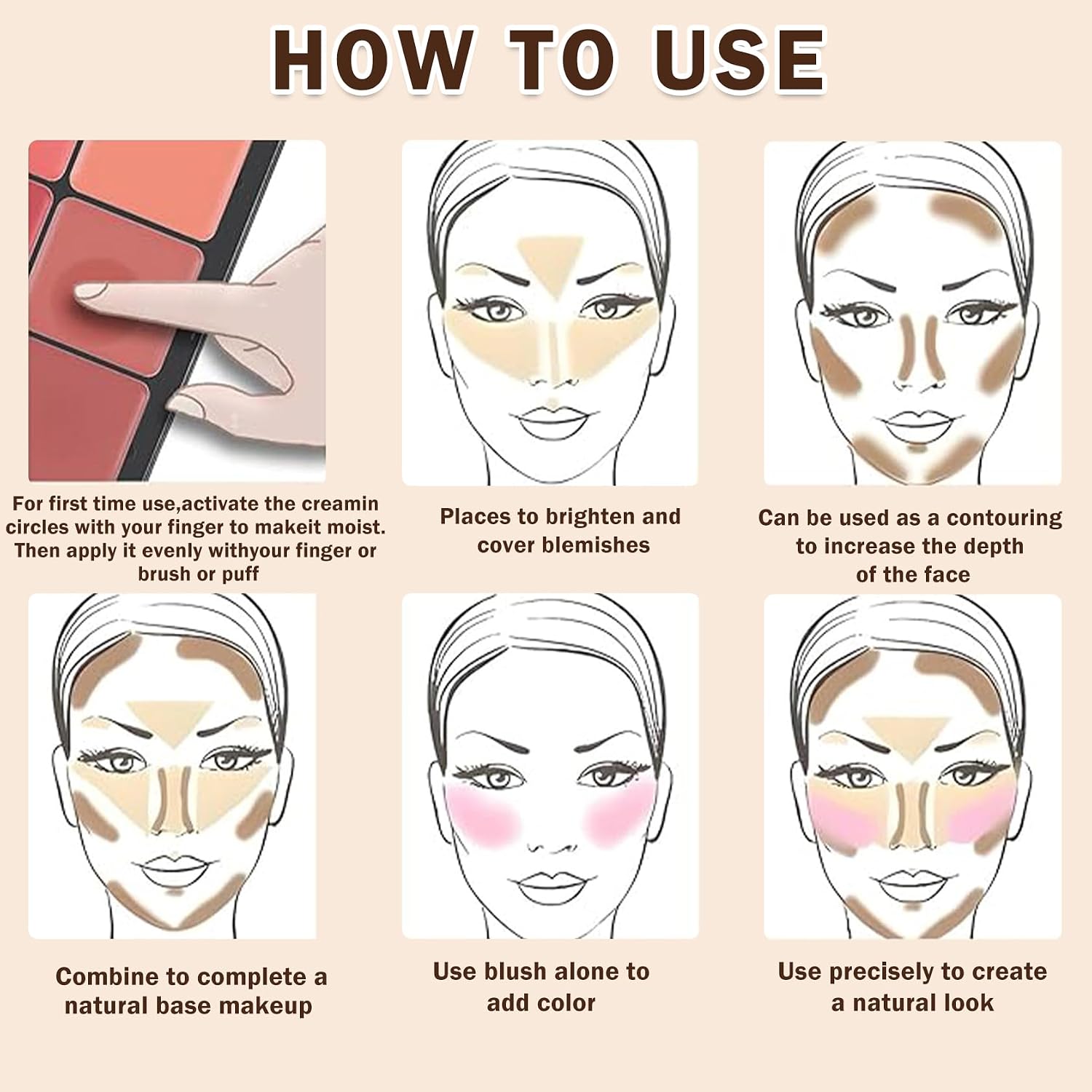12 Colors Cream Blush Palette Cream Concealer Foundation Palette | Natural Matte Finish Contour Palette with Brush, Creamy Texture, Waterproof, Blendable, Face Makeup Palette for Women - Image 6