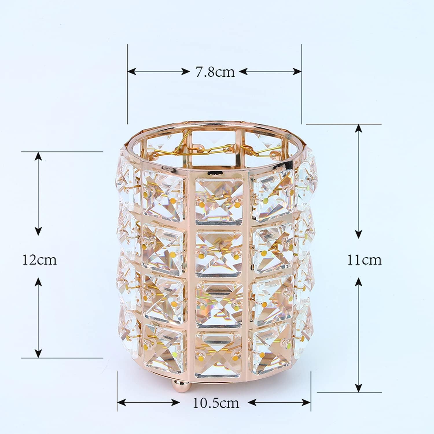 LUGUNU Makeup Brush Holder Organizer Crystal Vanity Decor Bling Personalized Comb Brushes Pen Storage Box Container (Gold 1 Pack) - Image 3