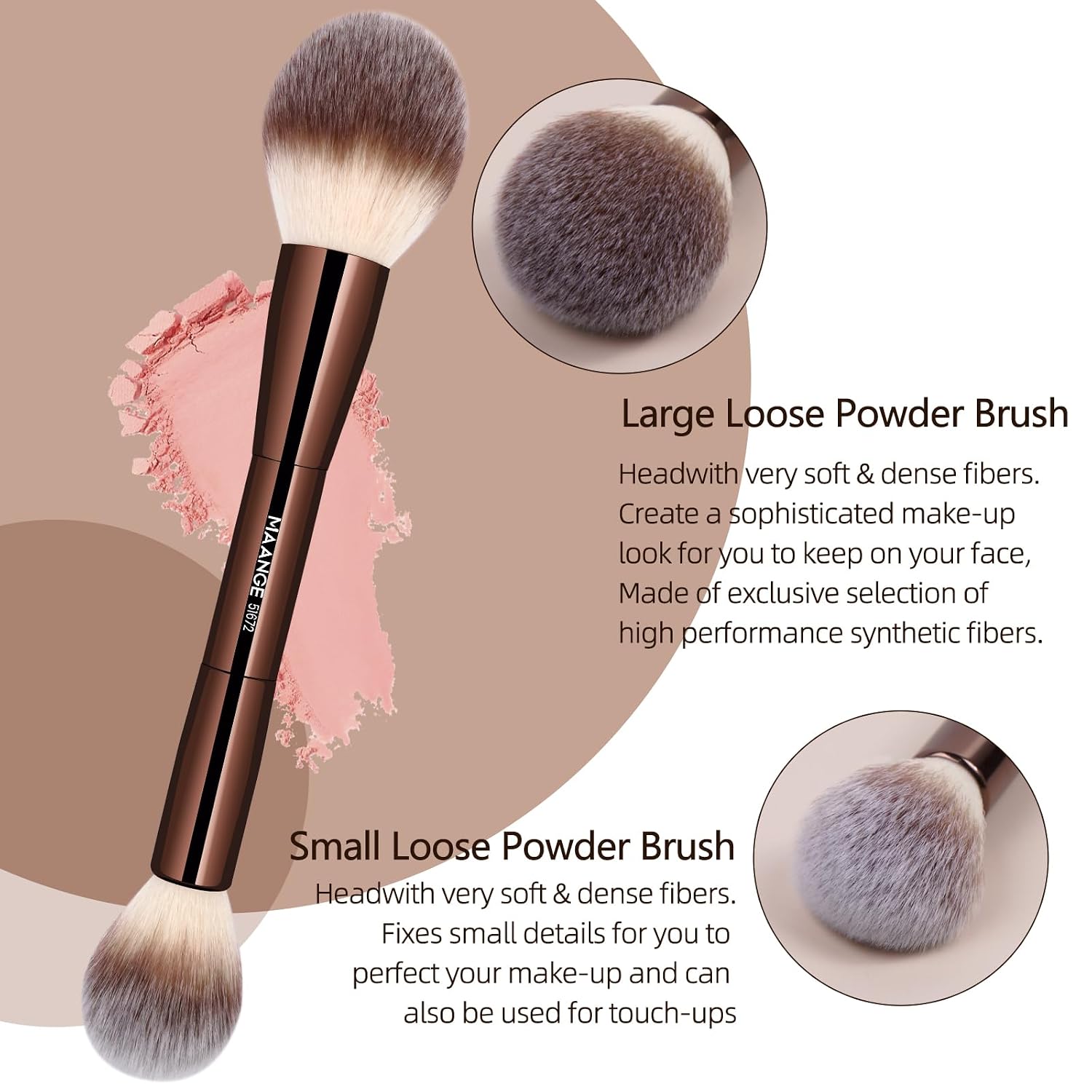 MAANGE 20 Pcs Makeup Brushes with Gift Box, Double-End Multi-functional Makeup Brushes for Blending Liquid Powder Concealer Cream Blush Buffe,CoffeeBrown - Image 4