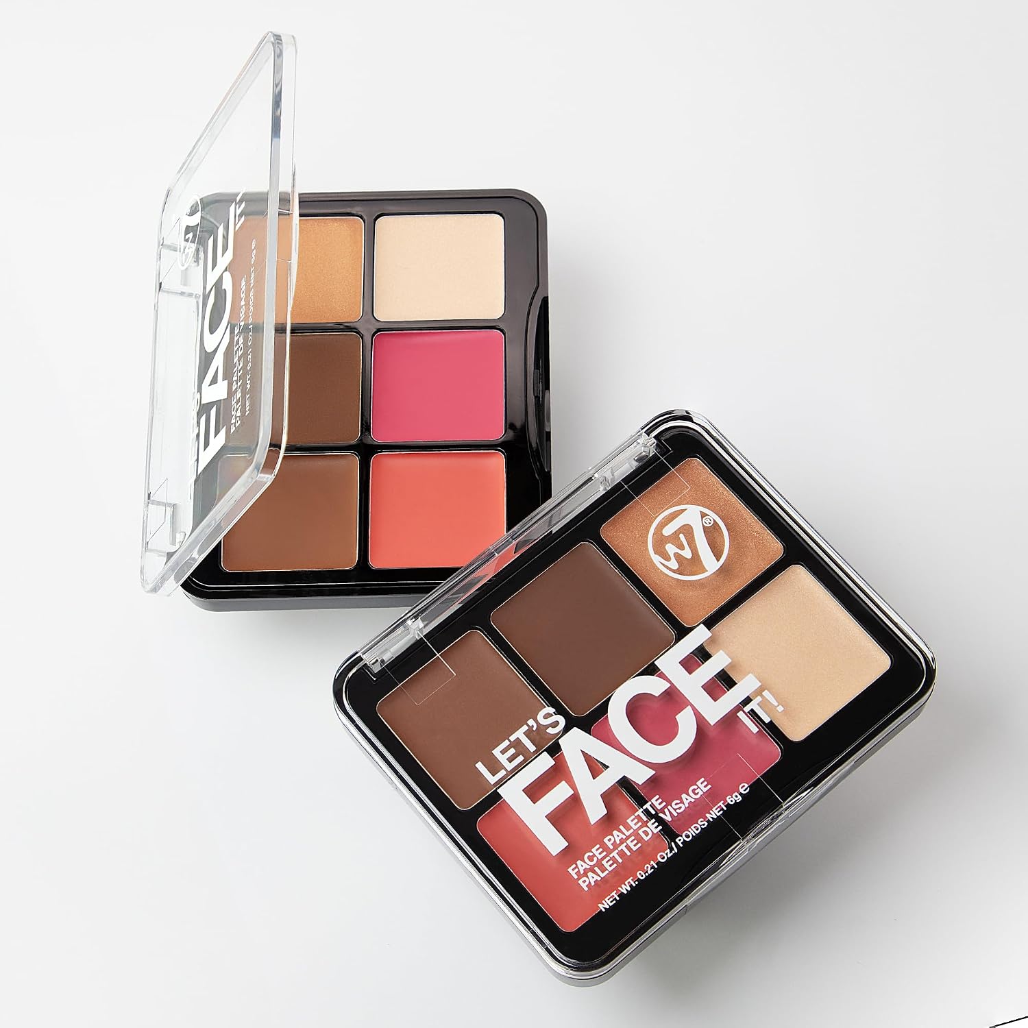 W7 Let's Face It Cream Palette - Light Soft Glow | 6-Pan Bronzer, Blush and Highlight, Creamy Blendable Formula - Image 4