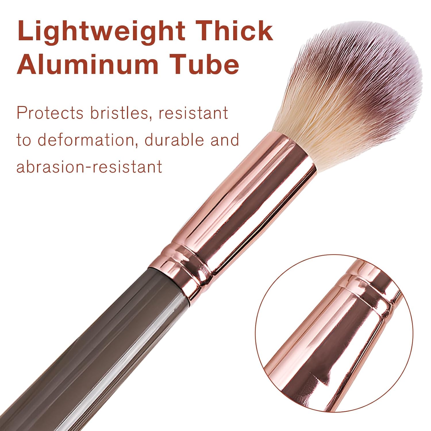 Double-Ended Foundation Makeup Brush, Angled/Round Top for Liquid, Powder & Cream Blending (Brown), champagne gold - Image 5