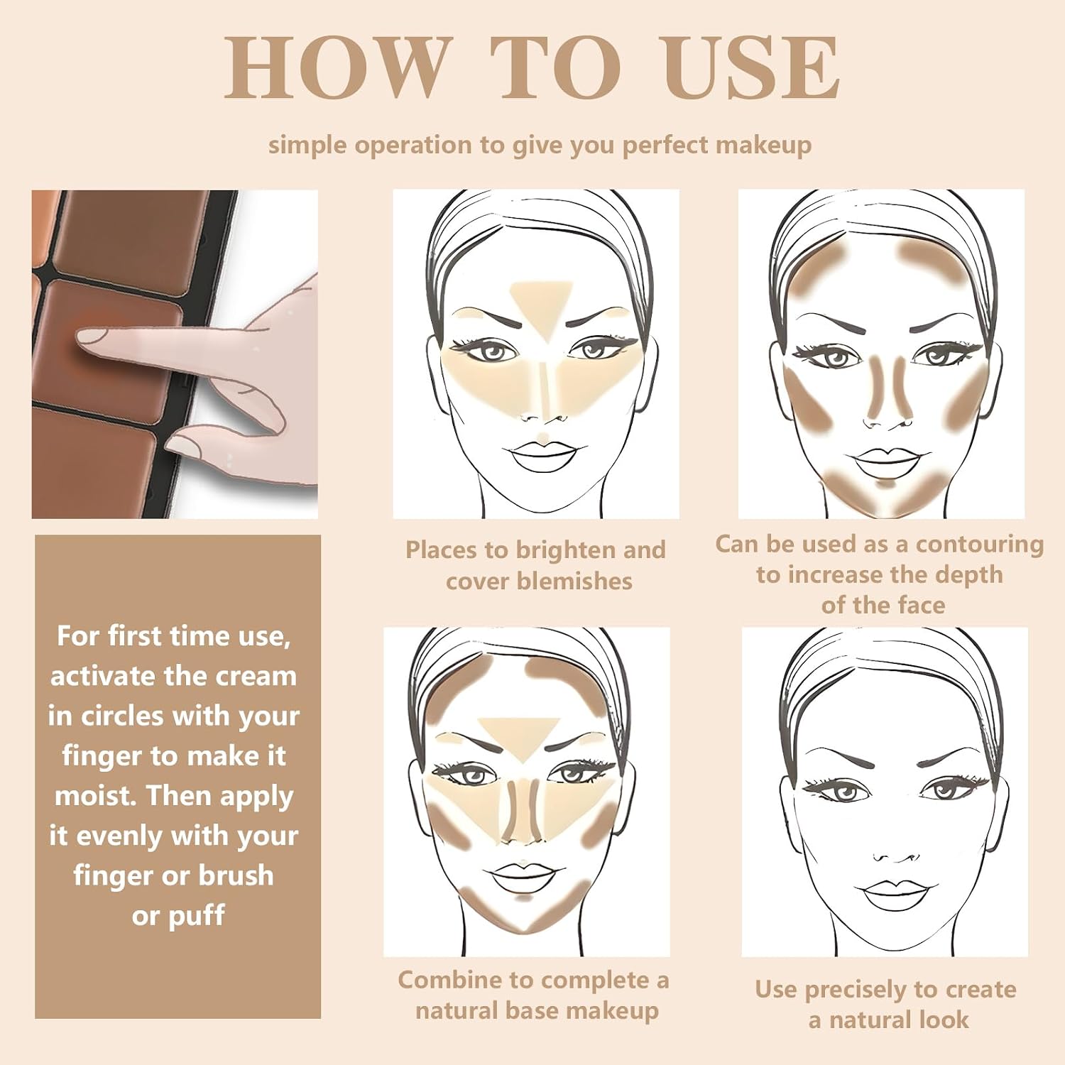HOSAILY 12 Colors Cream Concealer Foundation Palette, Long-Wearing Smudge Proof Blendable Full Coverage Cream Contour Blush Highlighter Color Correcting Concealer Foundation Palette Makeup - Image 3