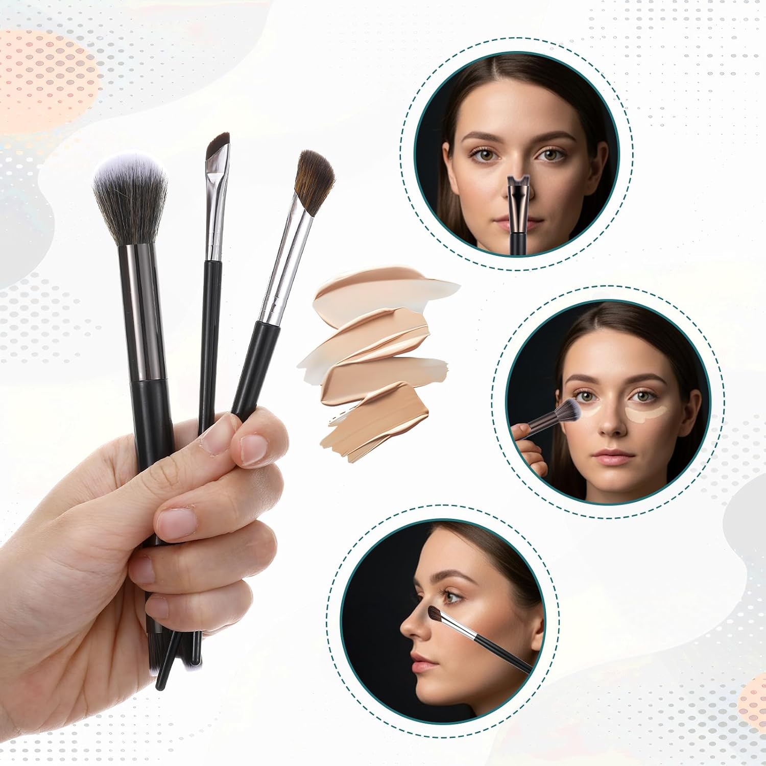 4 Pcs Sculpting Dual-End Nose Brush, 2-in-1 Nose Contour Brush Angled Makeup Brushes Blush Brushes for Sculpting and Defining Contour - Image 4