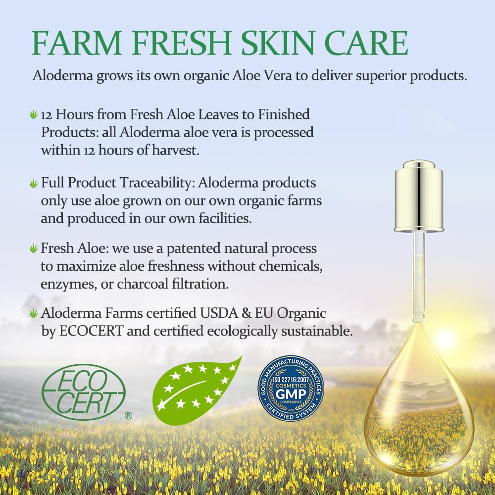 Aloderma Aloe Vera Gel - Large 17.6oz Value Pump - Made within 12 Hours of Harvest with 99% Organic Aloe Vera, Lightweight, Non-Sticky for Sunburns, Natural, Soothing Aloe Vera for Face & Hair - Image 5