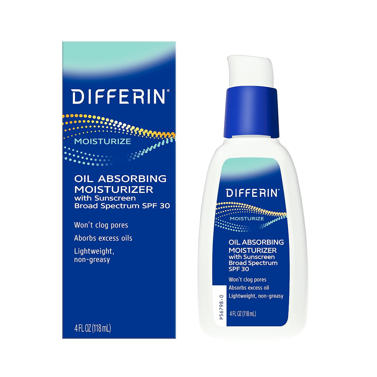 Differin Oil Absorbing Moisturizer with SPF 30, Sunscreen for Face by the makers of Differin Gel, Gentle Skin Care for Acne Prone Sensitive Skin, 4 oz (Packaging May Vary) | Non-comedogenic, oil-free formula, acne-prone & sensitive skin, daily sunscreen moisturizer, pairs with Differin Gel routine
