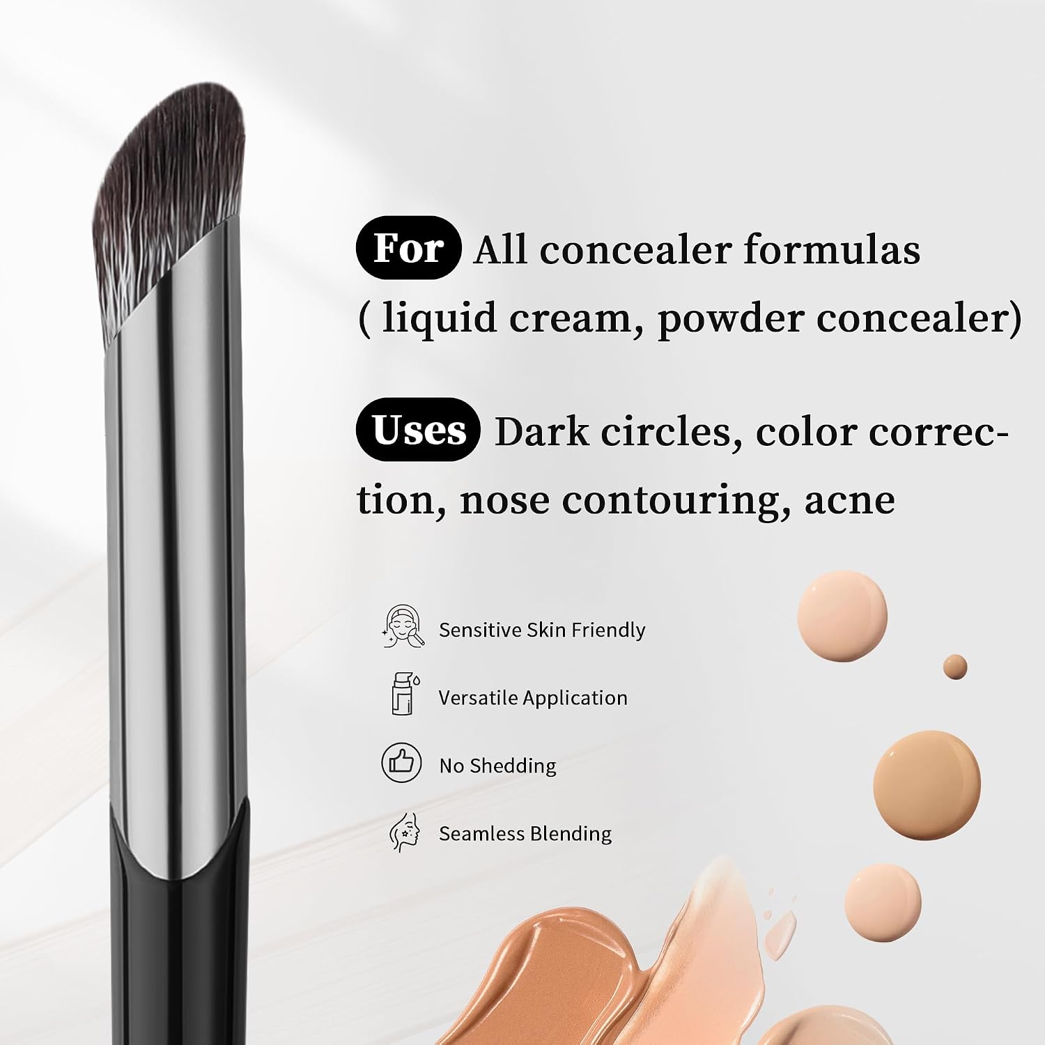 DUcare Angled Nose Contour Brush - Small Concealer Brush for Under Eye Dark Circles & Puffiness - Precision Detailing Brush for Face Contour, Highlighter & Shadow (V02) - Image 2