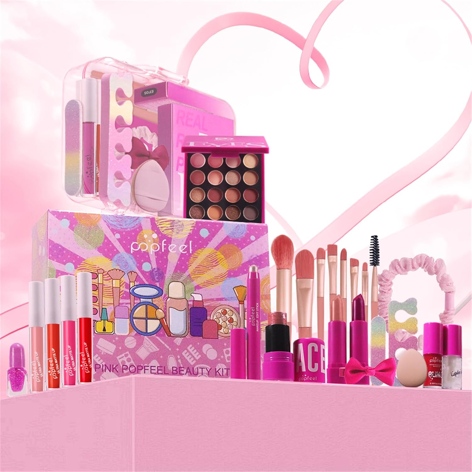 Hot Pink All in One Makeup Kit for Women Full Kit, Mother's Day Makeup Gifts Set for Women Girls, Hot Pink Makeup Essential Bundle Include Eyeshadow Palette Lipstick Blush Foundation Concealer - Image 2