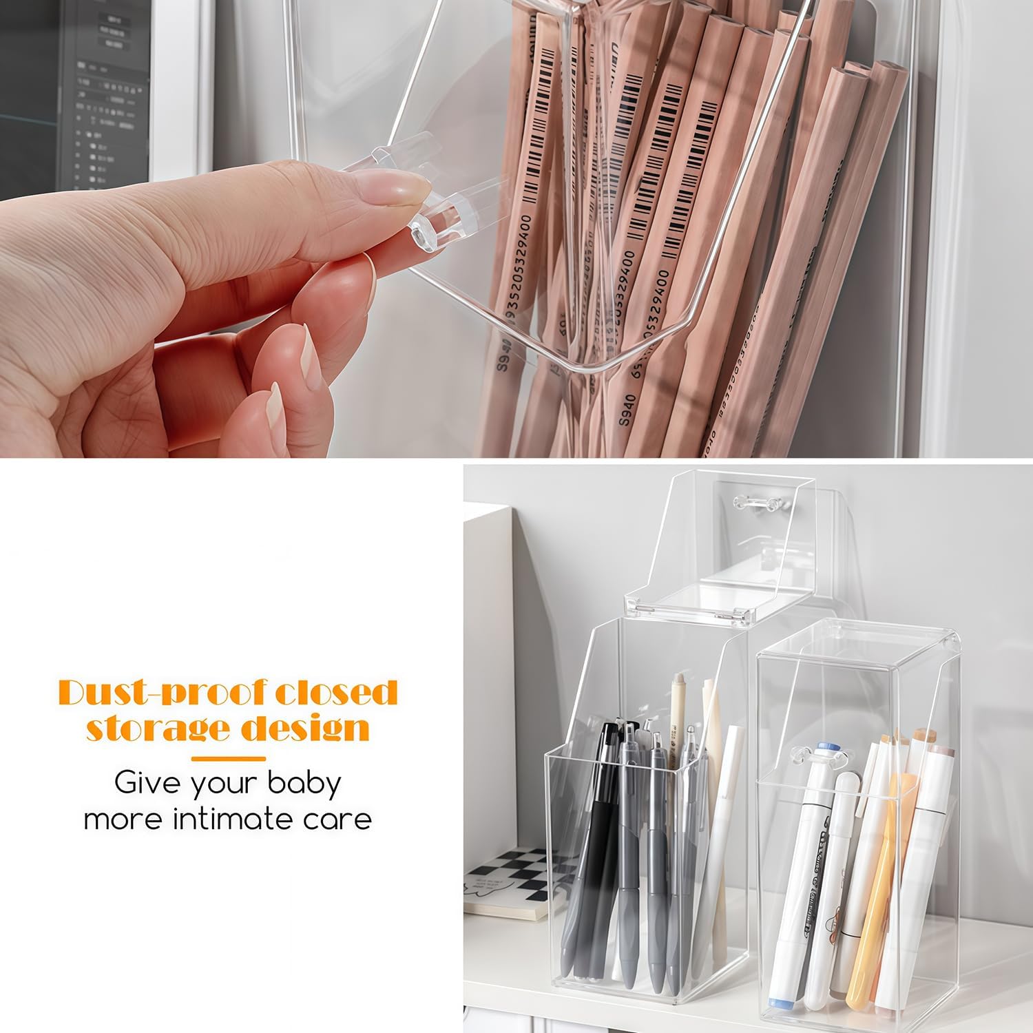 Square Acrylic Cosmetic Brush Organizer with Dustproof Lid, Clear, 9x9x21cm/3.5x3.5x8.3inch, 1pcs, Makeup Storage, Jewellery Storage Container - Image 5