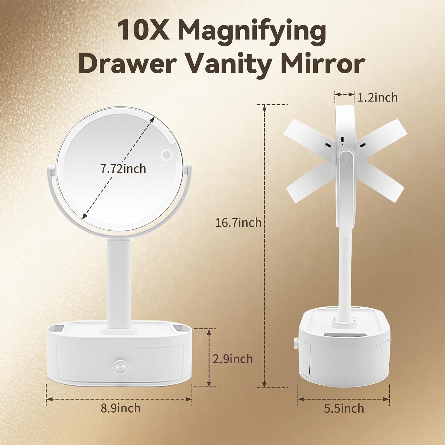 Makeup Mirror with Lights, Lighted Makeup Mirror with Magnification, 80 LED Vanity Mirror with Lights, 3 Color Modes & Stepless Dimming, Shatterp roof & Stable Base - Image 2
