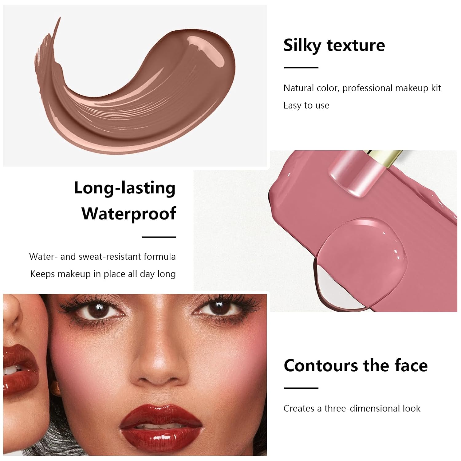 6 Colors Cream Contour Stick Makeup Contour Kit, Double-ended Cream Bronzer for Sculpt, Highlighter and Blush Stick Makeup Kit, Matte & Dewy Finish (SET A) - Image 5
