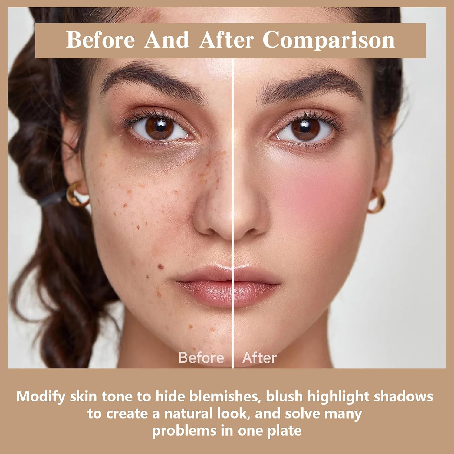 HOSAILY 12 Colors Cream Blush Palette, Color Correcting Concealer Foundation Palette, Long Wearing Smudge Proof Blendable Matte Finish Blush Powder Highlighter and Cream Contour Palette Makeup (01) - Image 5