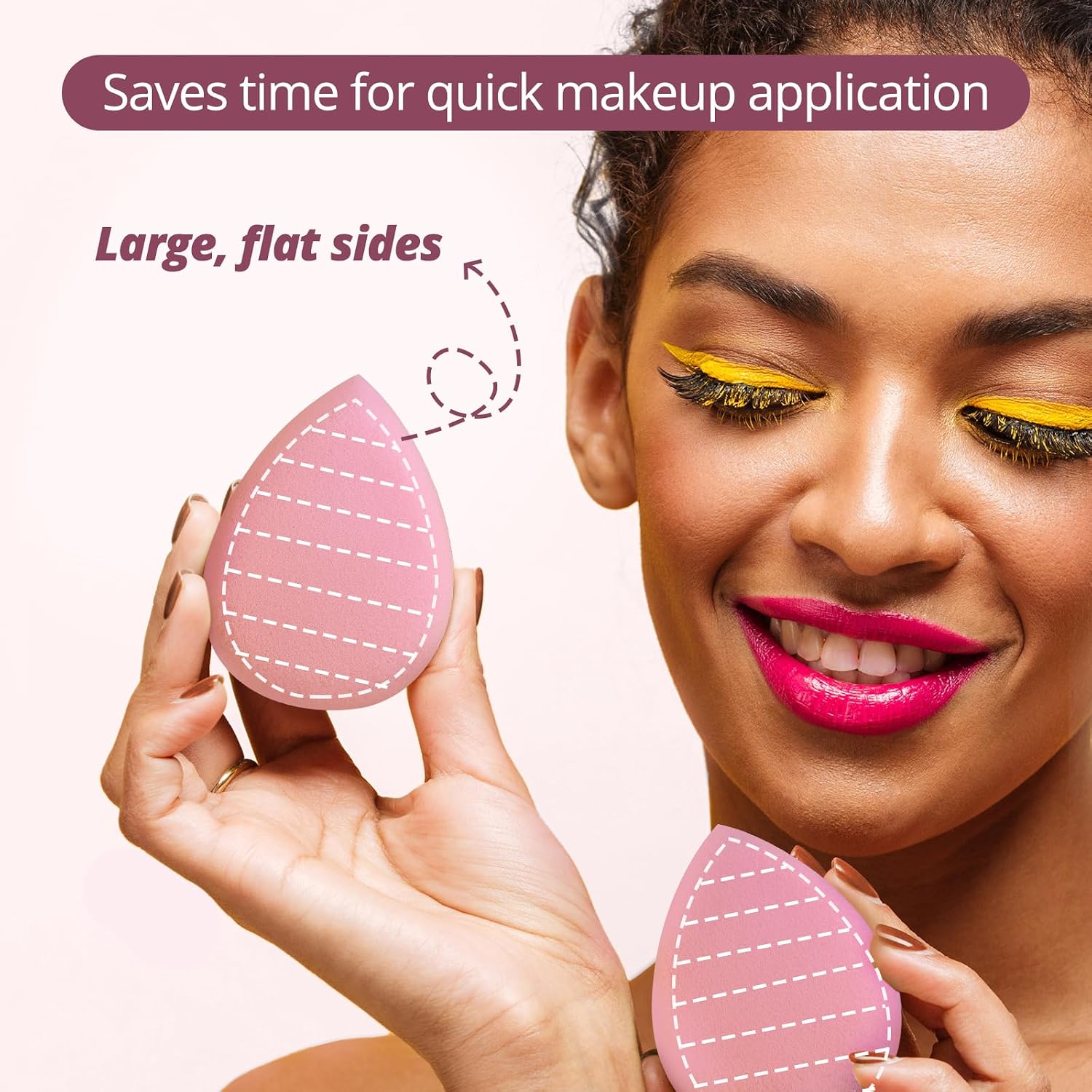 BEAKEY Makeup Sponge Set of 2, Flat Duo Patented Pink Beauty Sponges | Foundation and Powder Application, Soft Blending Blender, Large Flat Design, Latex Free, Beauty Tools for Makeup Lovers - Image 4