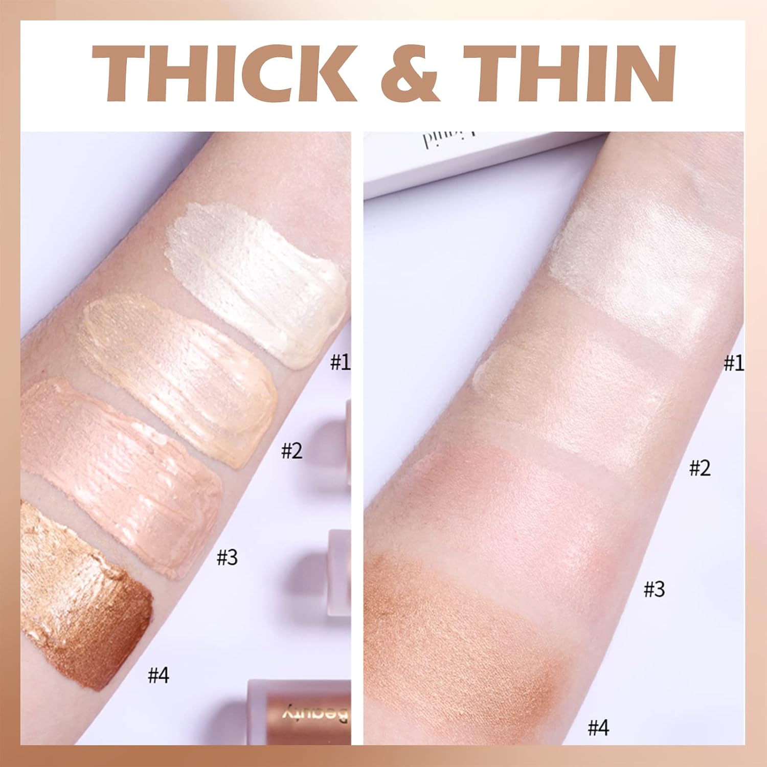 Erinde Liquid Highlighter, Face Bronzer Stick, Natural Glossy Finish, Lightweight Blendable Silky Smooth Cream Illuminator, Cruelty-Free, 01# Moonlight - Image 4