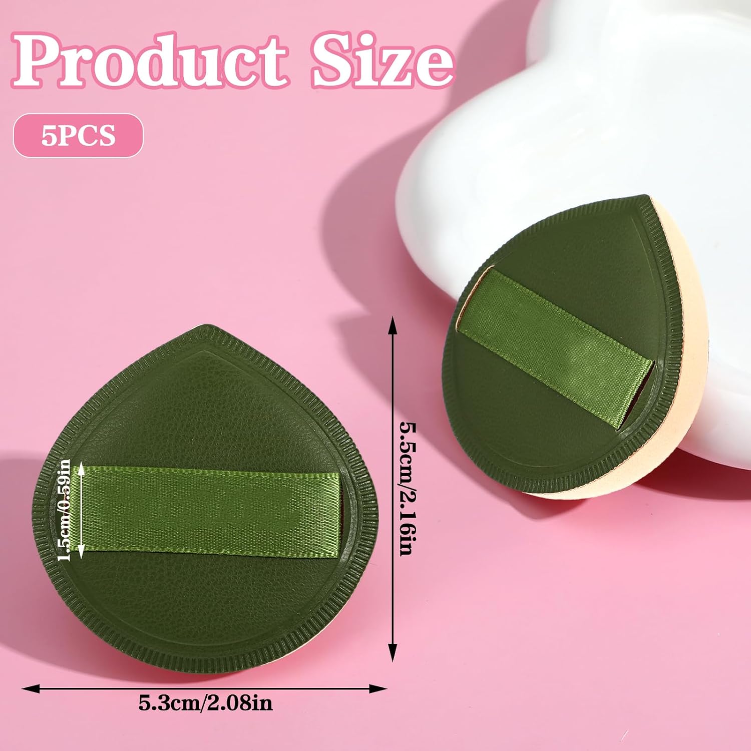 Ymapinc 5Pcs Make Up Sponges for Face, Cushion Foundation Puff | Latex-Free Makeup Applicator Sponge for Natural and Easy Makeup, Soft and Reusable Foundation Sponge for Liquid, Green - Image 3