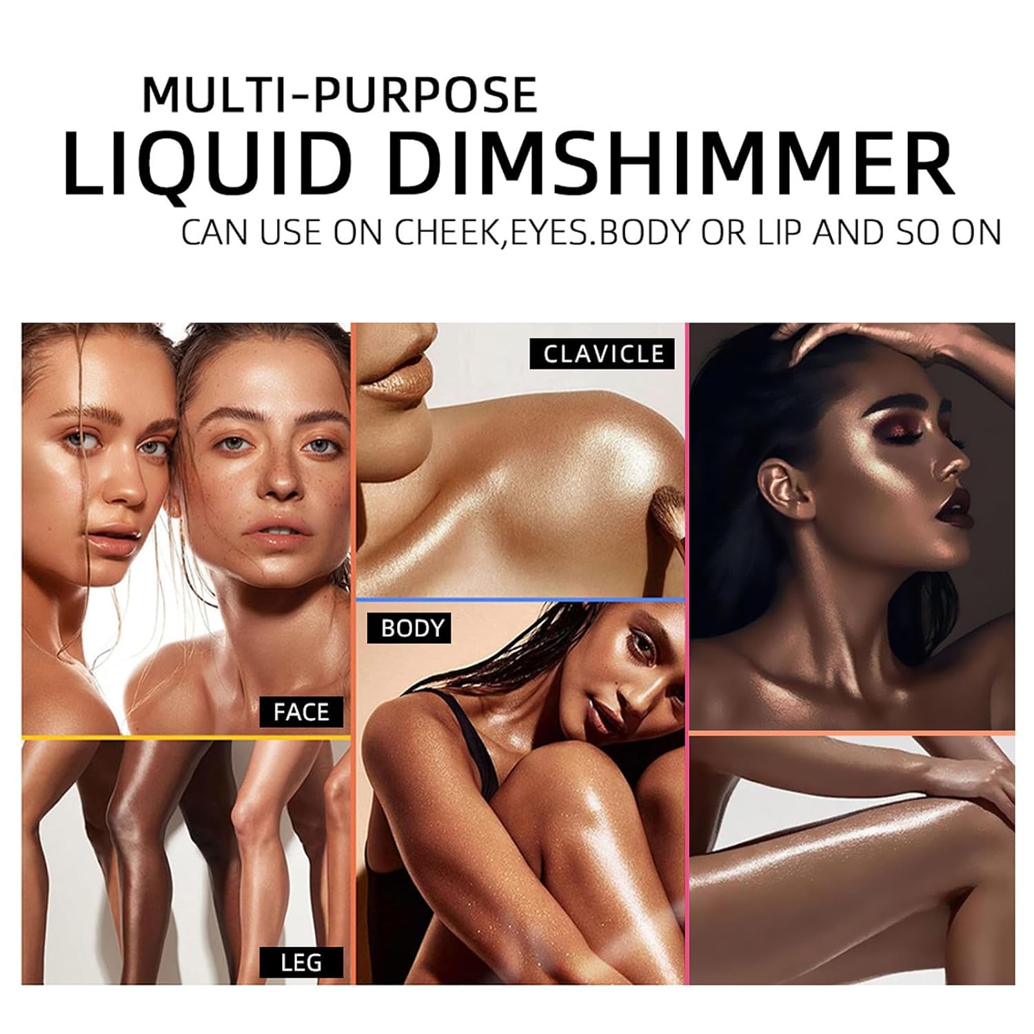 6Pcs Liquid Highlighter Set, Glitter Highlighter Stick for Face Body and Eye, Natural Shimmer Glowing Finish, Long Lasting, Waterproof - Image 5