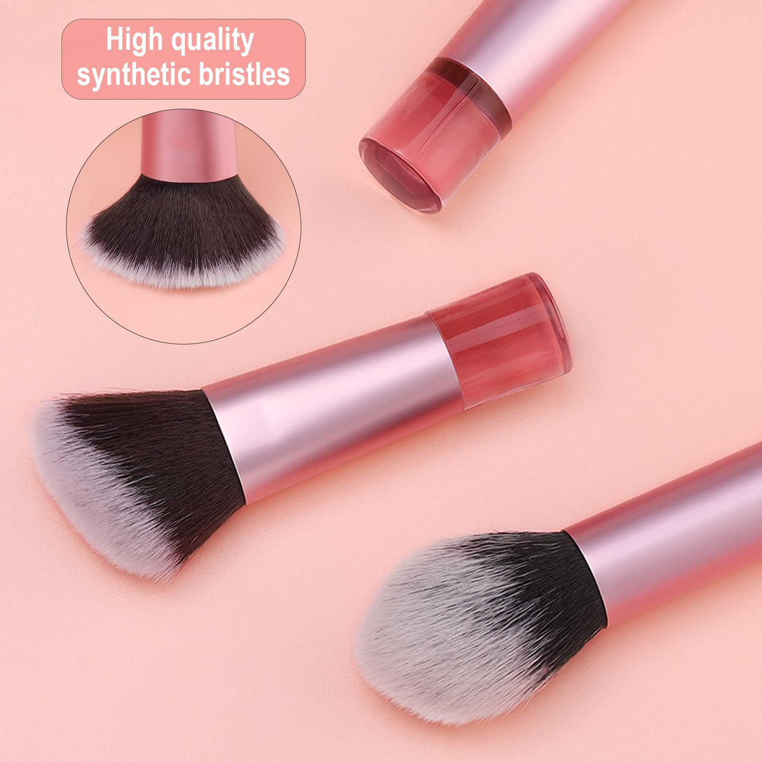 Foundation Contour Powder Brush Set, 3PCS Premium Travel Kabuki Mini Brush | Makeup Brush for Blending Setting Buffing with Liquid, Powder and Cream - Image 5