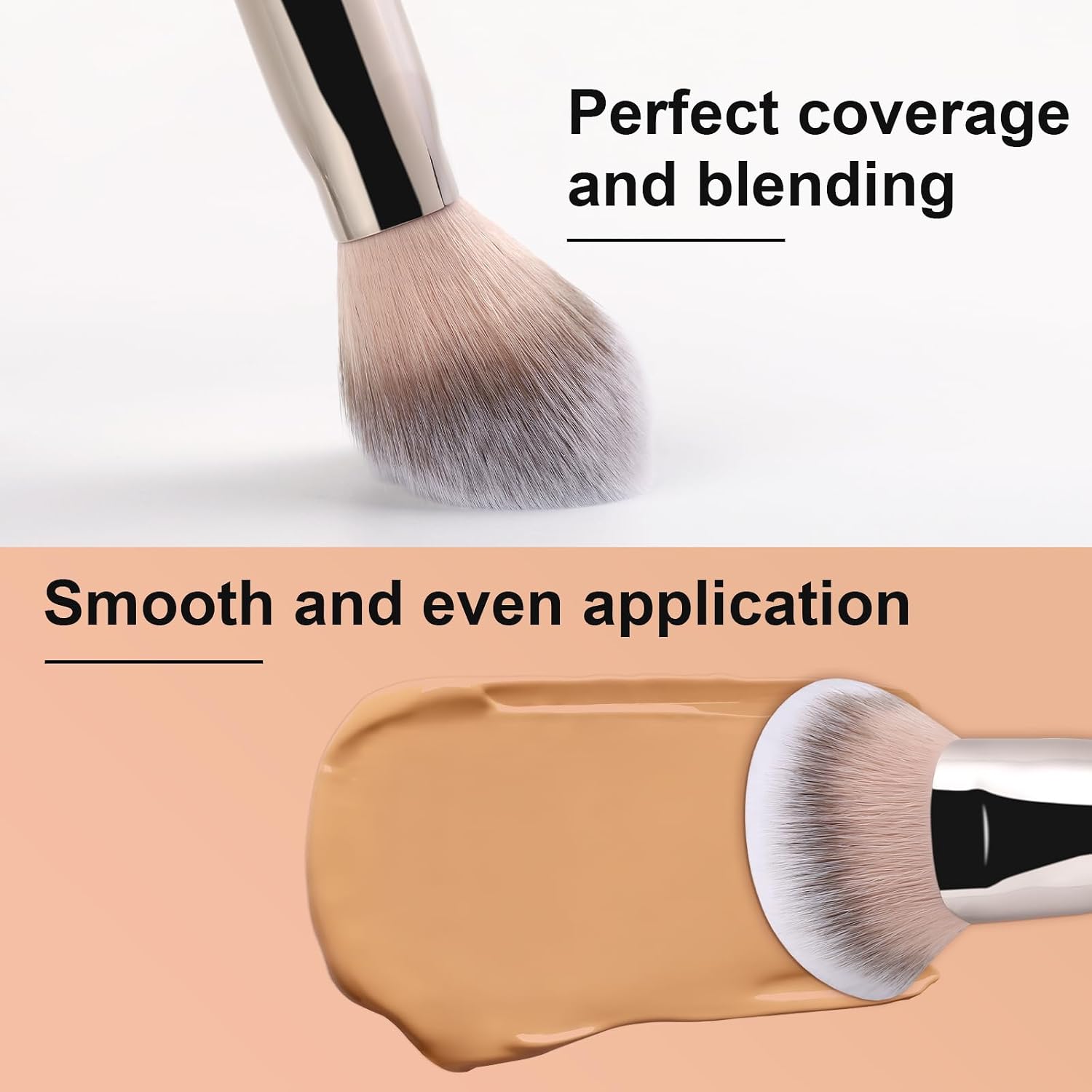 Domed Foundation Brush, Soft Dense Base Blending Stippling Brush | Applies liquid, cream, or powder seamlessly. Buffs foundation for flawless base. Blends contours with soft dense synthetic - Image 4