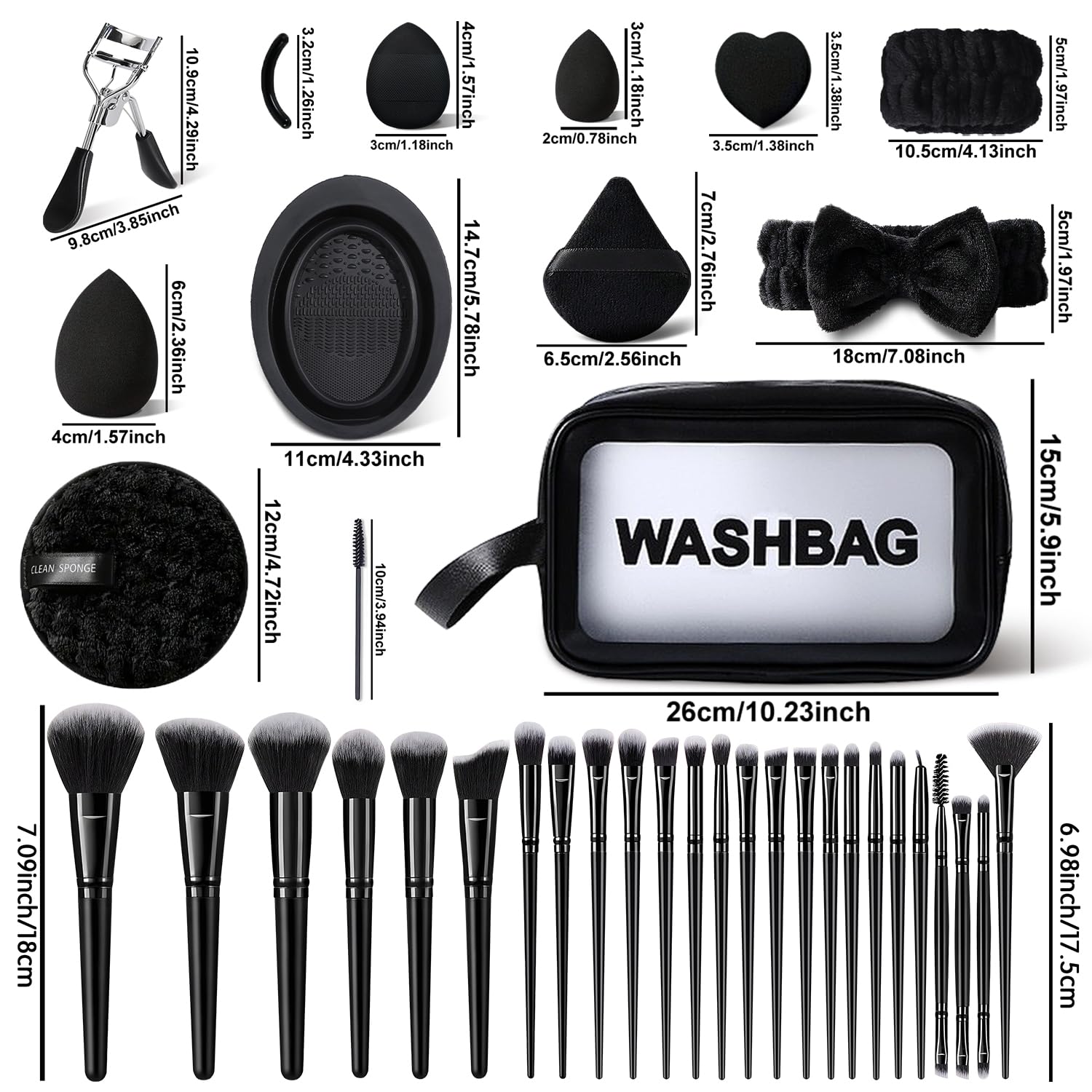 HGHDBT 56Pcs Black Makeup Brushes Set Professional with Case Premium Synthetic for Blush Eye Shadow Concealer Powder Foundation Eye & Face Make up Brush Kit with Beauty Blender Sponge Set Tools - Image 7