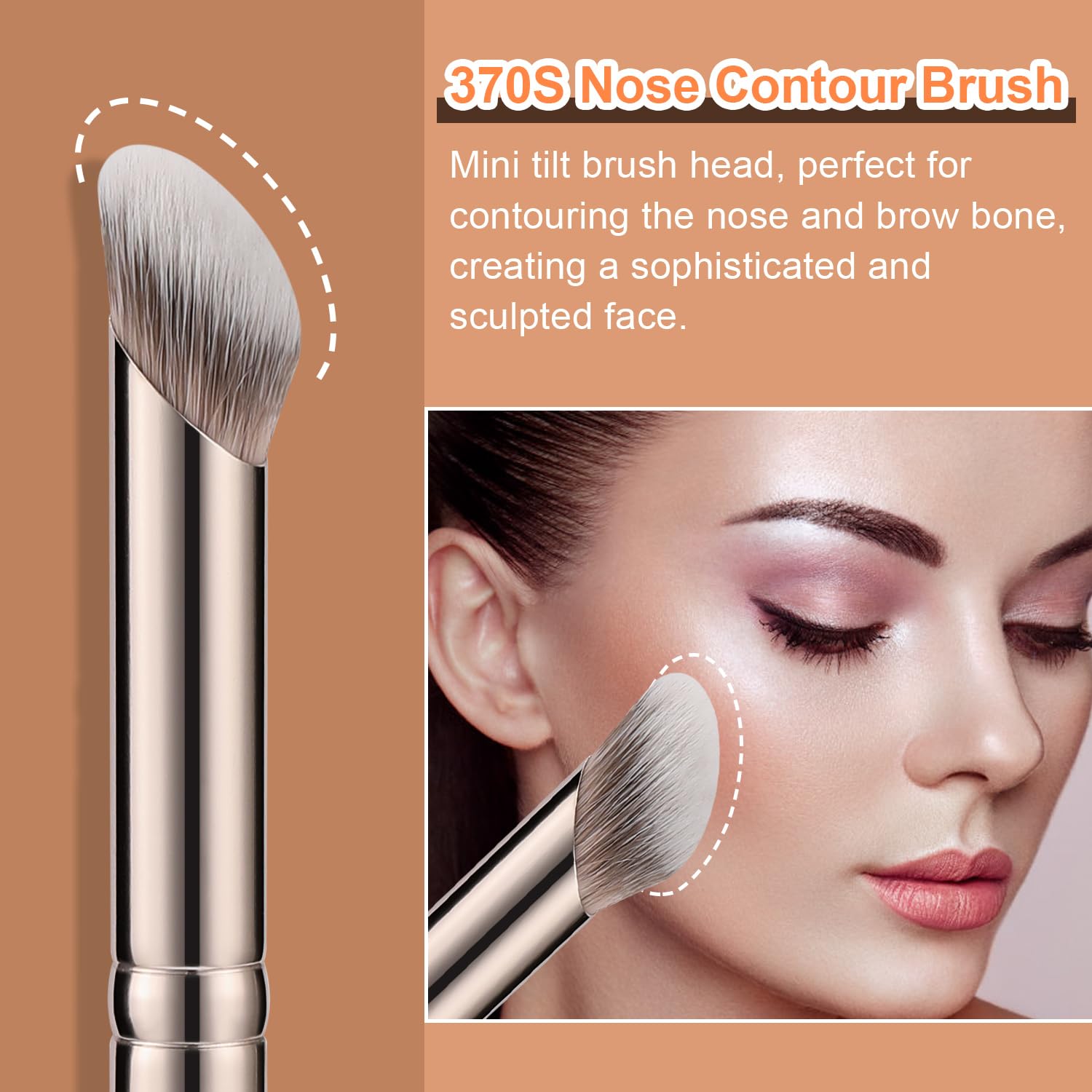 370S Under-Eye Concealer Brush, Small Angled Precision Brush | Applies corrector on dark circles. Blends concealer seamlessly. Sets eye primer smoothly. Small Multitask Brush - Image 3