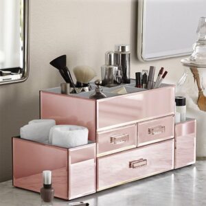 Amara 3 Drawer Tiered Mirrored Make...