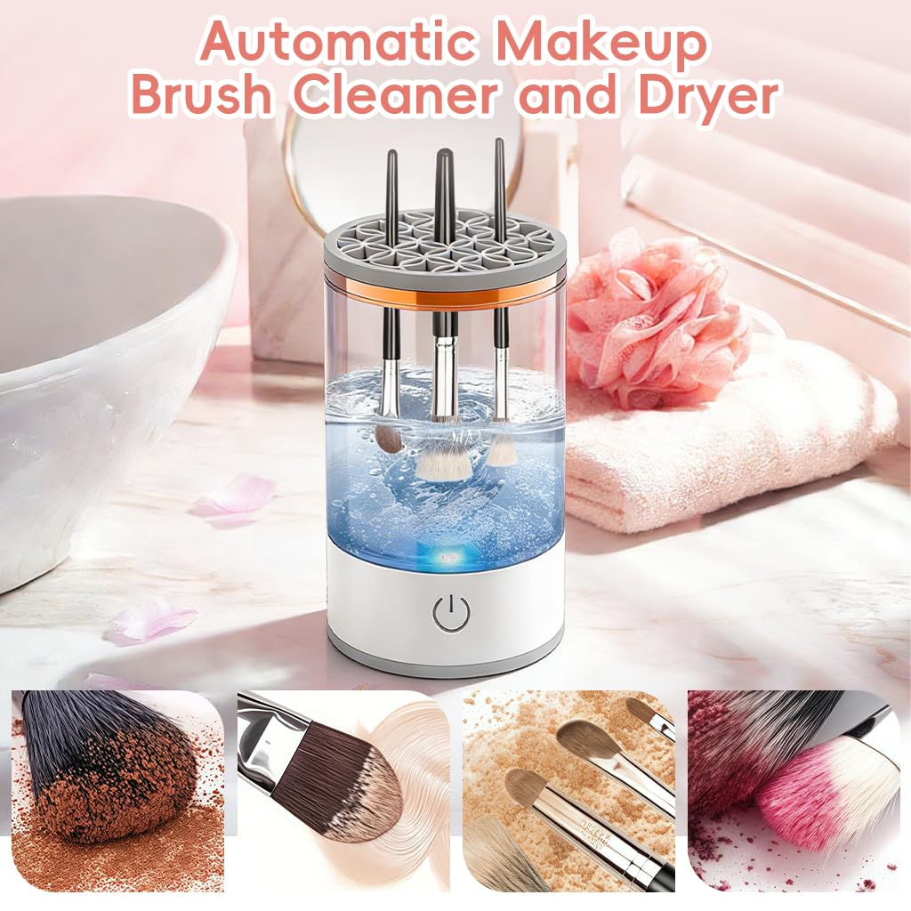 3 In 1 Electric Makeup Brush Cleaner Machine,Automatic Makeup Brush Cleaner Electric,Cleaning Tool,Cosmetic Brushes Cleaners,For Deep Cleaning (White) - Image 5
