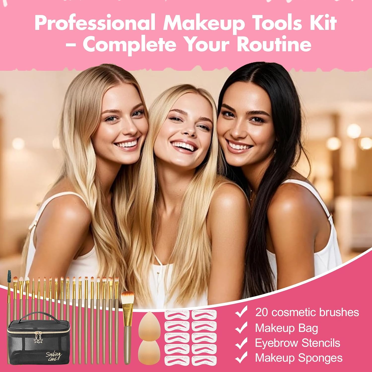 Makeup Kit for Teens & Girls, Makeup Gift Set for Beginners Teenager, Makeup Essential Bundle Includes Foundation Eyeshadow Contour Palette Lipstick Eyeliner Mascara Cosmetic Brush Set - Image 7