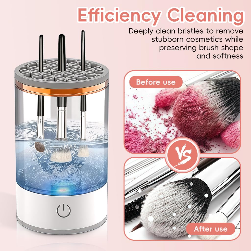 3 In 1 Electric Makeup Brush Cleaner Machine,Automatic Makeup Brush Cleaner Electric,Cleaning Tool,Cosmetic Brushes Cleaners,For Deep Cleaning (White) - Image 2