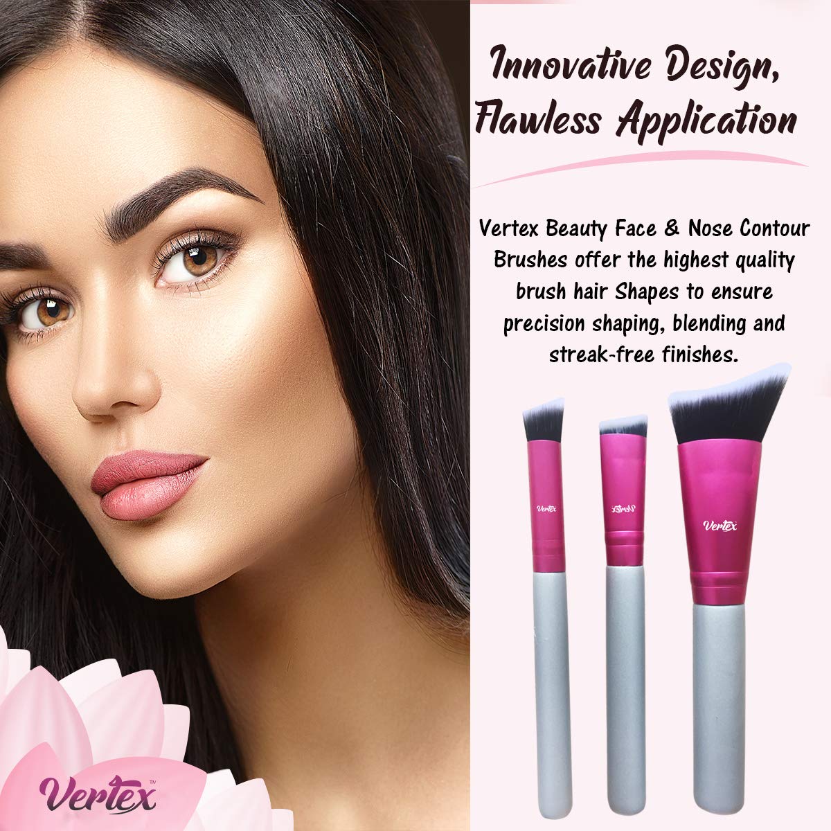 Nose Contour Brush Contouring Makeup Brush Set - Sculpting Blending Real Brush Hair Angled Blush Techniques Dramatic Cheekbones Highlighting Bronzer Palette Powder Concealer Foundation Cream - Image 3
