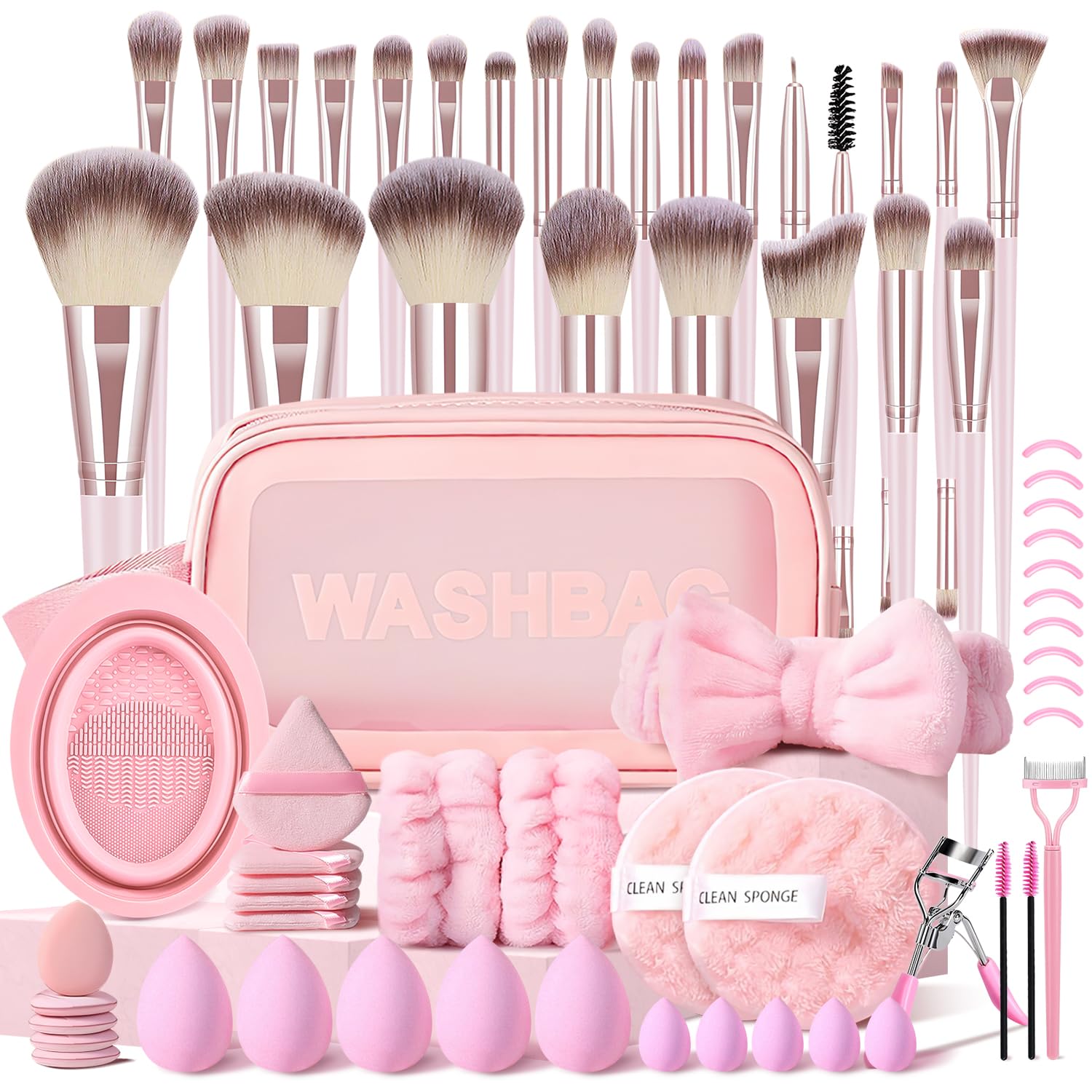 KUORYZAL Pink Makeup Brushes Set Professional 66Pcs with Case Premium Synthetic for Foundation Concealer Blush Eyeshadow Powder Contour Makeup Brush Kit Face Eye Make up Brushes & Tools