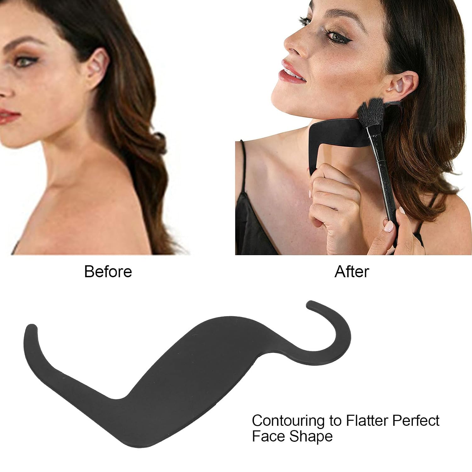 Stencil for Makeup Brushes Set, Contour Curve Makeup Eyebrow Shaper Card, Face Make Up Nose Eyebrow Cheekbone Contour Reusable For Beginners(Black) - Image 2