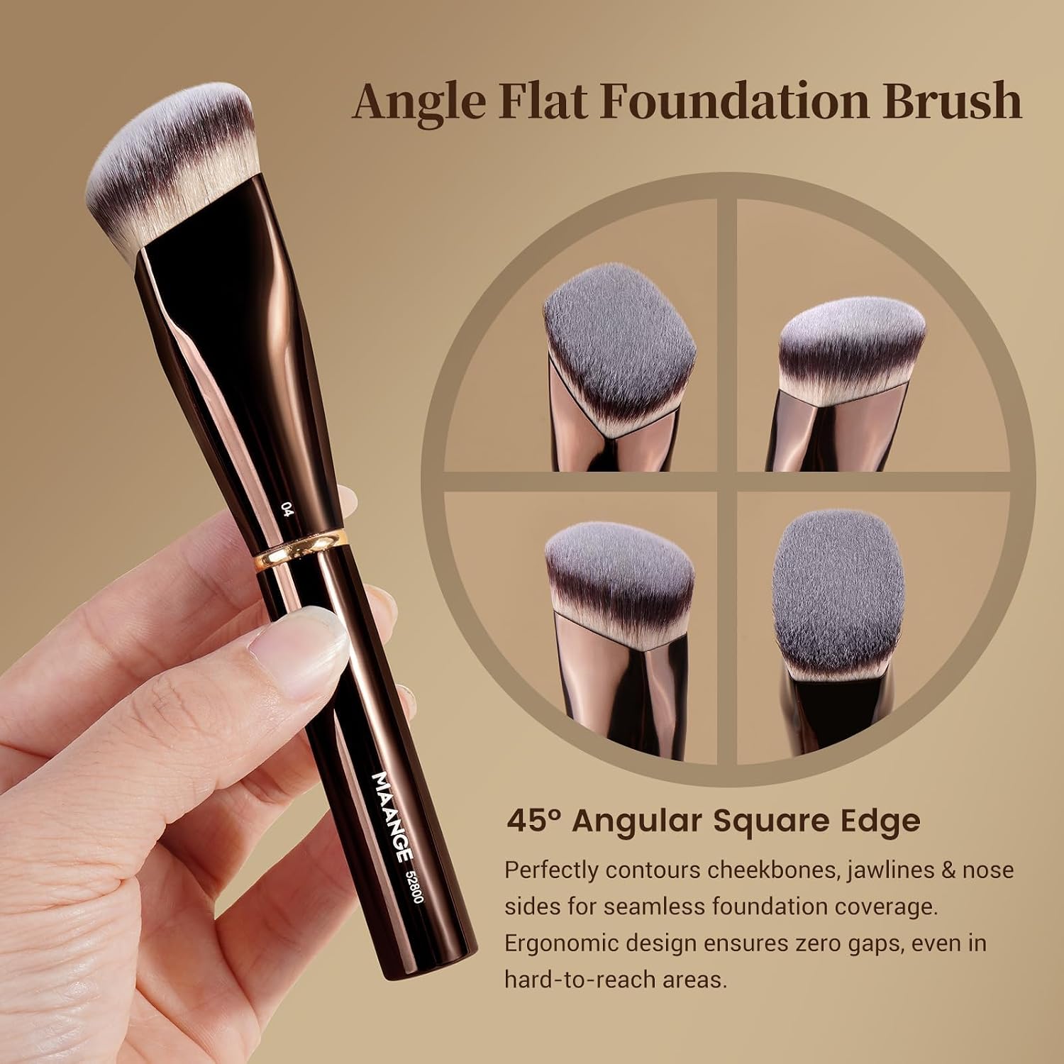 MAANGE Makeup Brushes 16Pcs Professional Foundation Powder Blush Contour Eyeshadows Double-End Makeup Brushes Set with Bag and Gift Box-CoffeeBrown - Image 5