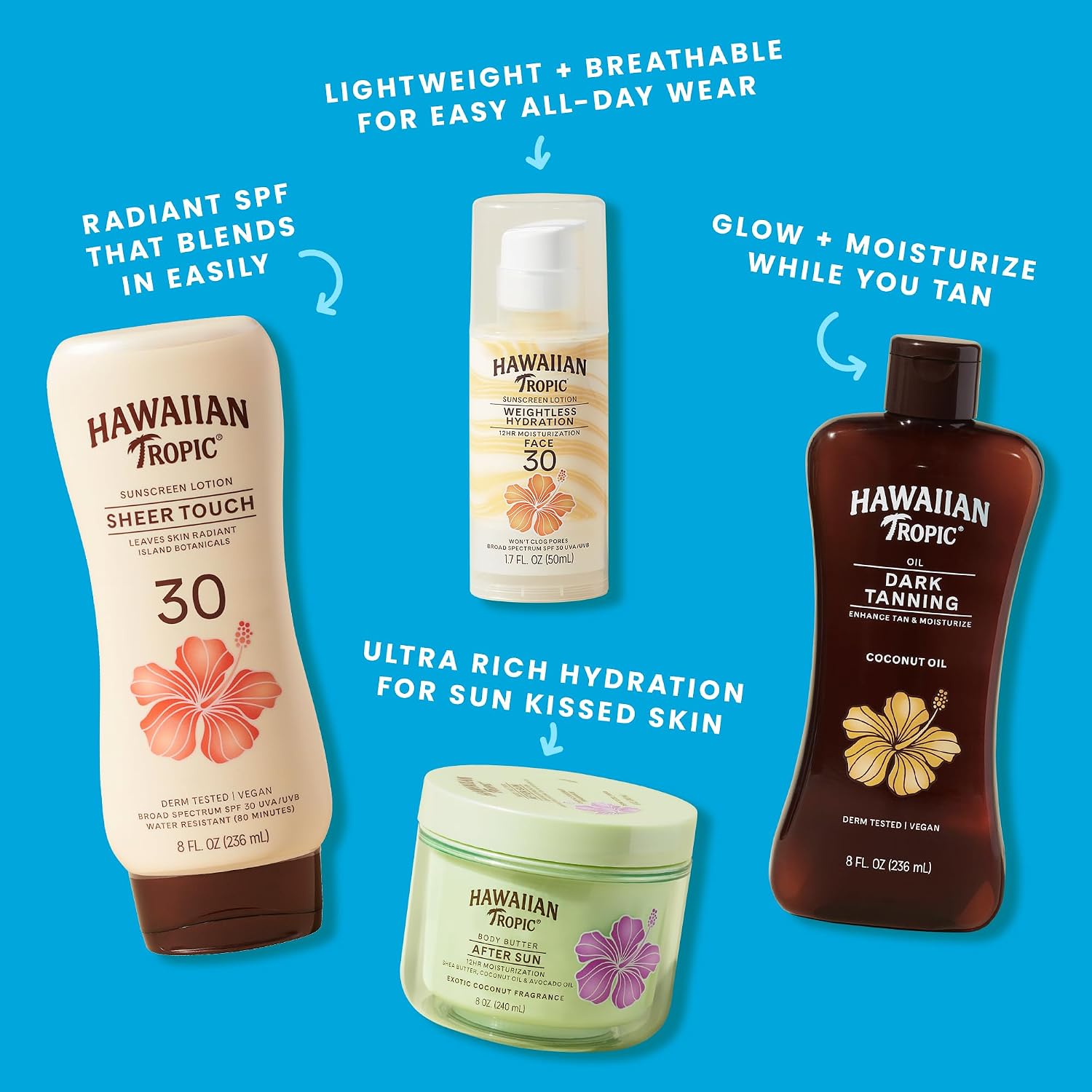 Hawaiian Tropic Weightless Hydration Water Mist for Face SPF 30, 2.1 Fl Oz | Hydrating face mist, Travel size sunscreen for face, Non-aerosol spray application, Contains hyaluronic acid, Non-greasy - Image 7