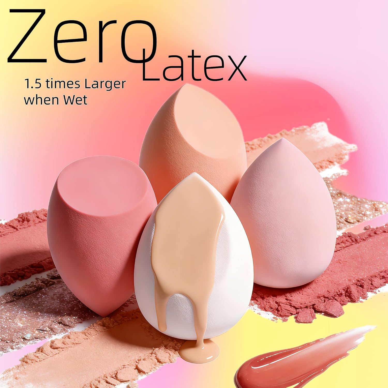 Makeup Sponge Set BS-MALL with Storage Case 7 Pcs for Liquid, Cream, and Powder,SAVE Foundation with 1 Mini Makeup Sponge For Travel Daily Use (A-Pink) - Image 4