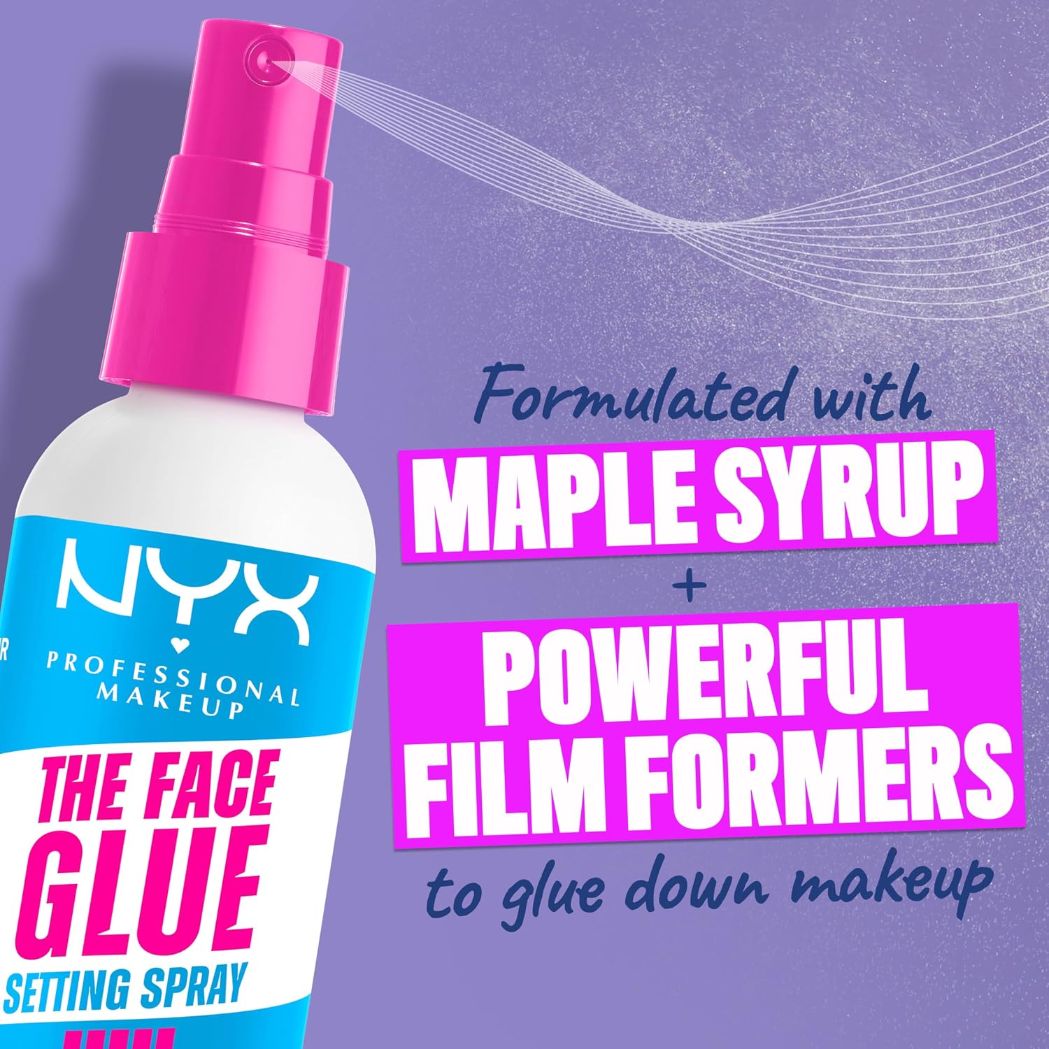 NYX PROFESSIONAL MAKEUP The Face Glue Setting Spray, Transfer-Resistant Waterproof Setting Spray, Up to 24HR Make Up Wear - Image 4