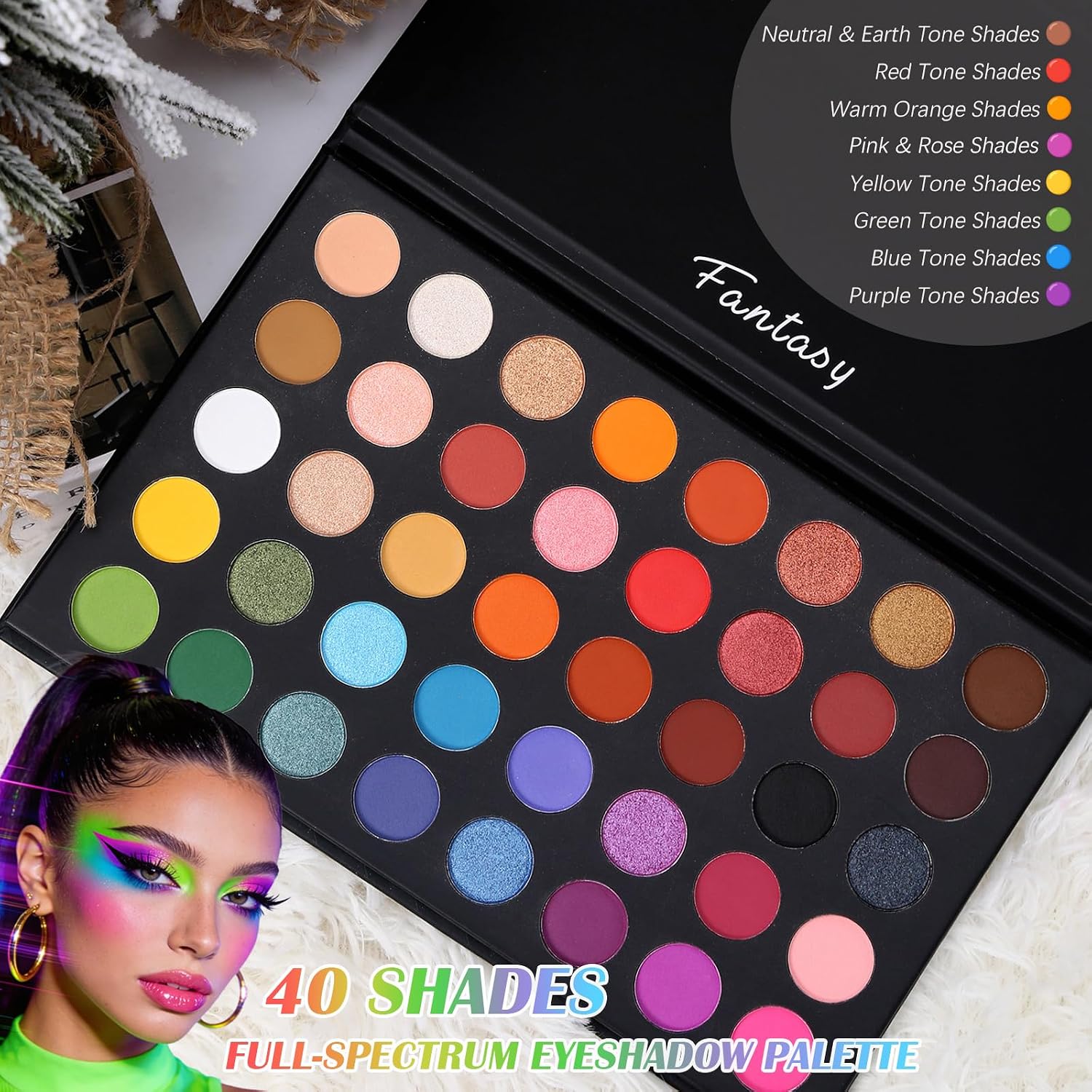 UCANBE Highly Pigmented Eye Makeup Palette, Matte Shimmer Metallic Eyeshadow Pallet Long Lasting Blendable Natural Colors Make Up Eye Shadows Cosmetics Gift Kit - Image 2