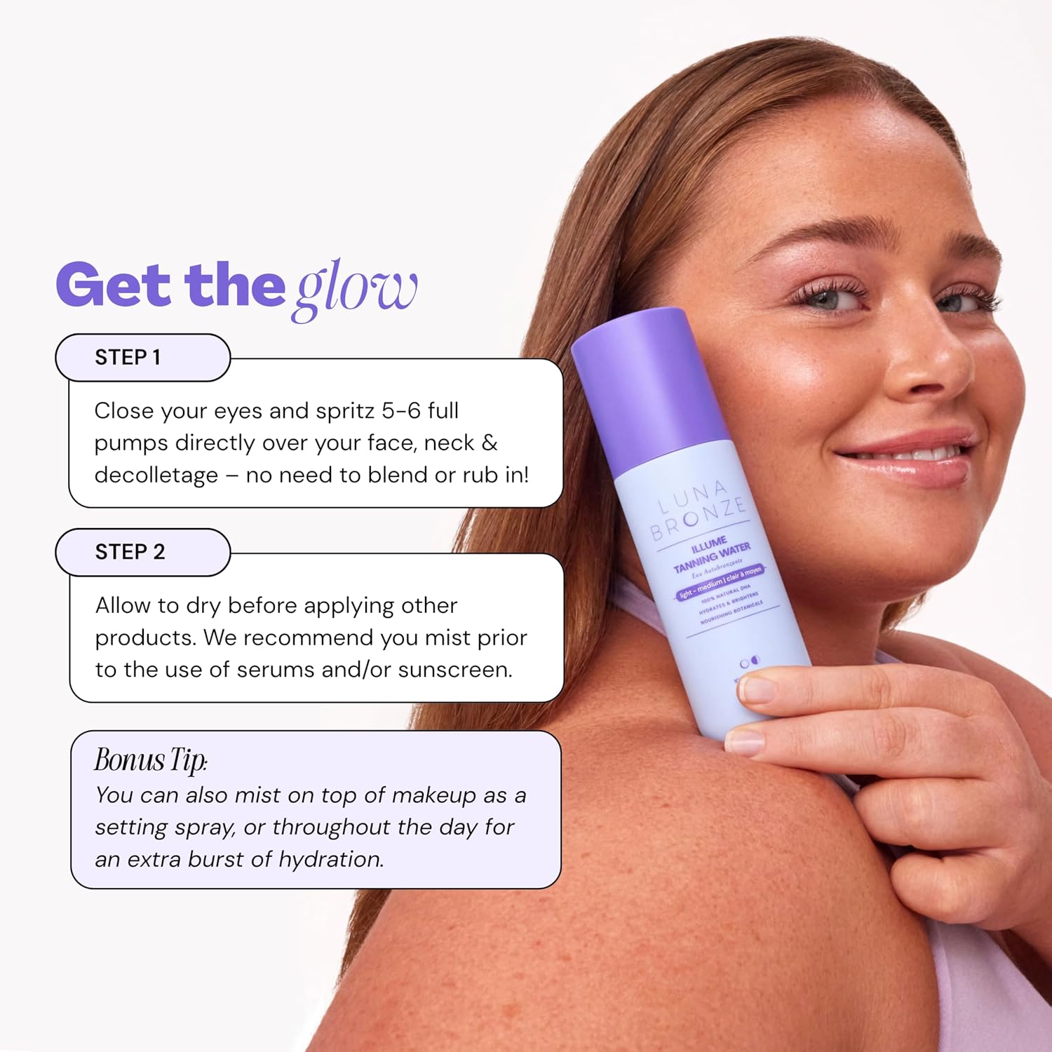 Illume Tanning Water - Liquid, Natural & Organic, Vegan Friendly, Cruelty Free, For All Skin Tones, Light-Medium Glow, Hydrating & Nourishing - Image 6