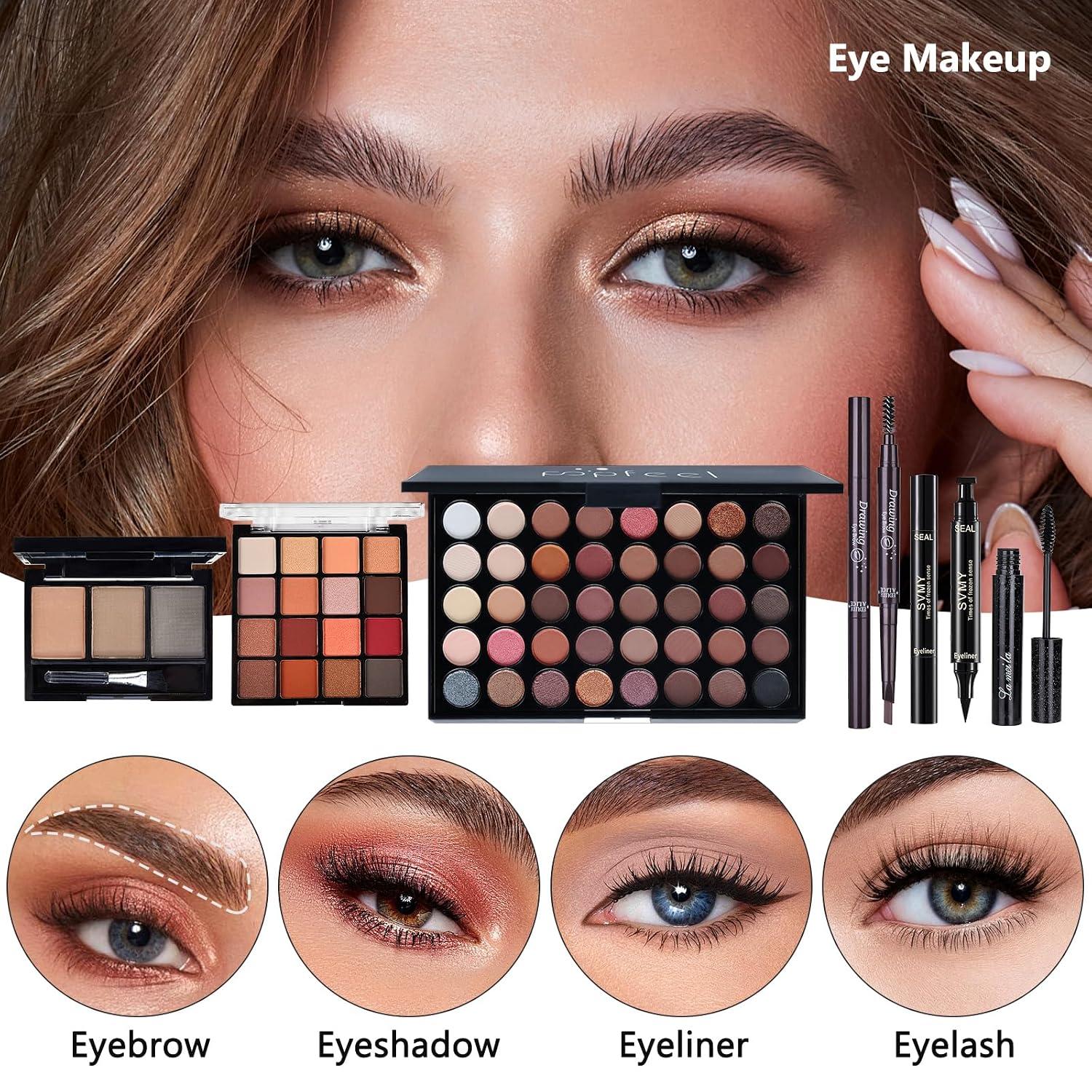 All in One Makeup Kit for Women Full Kit, Make Up Gift Set for Women | Makeup Essential Bundle Include Foundation Face Primer Eyeshadow Contour Palette Lipstick Eyeliner Mascara Cosmetic Brush Set - Image 4
