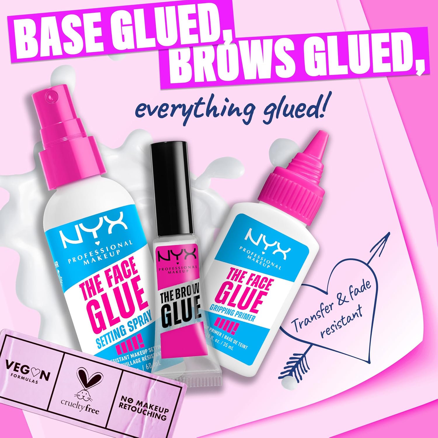NYX PROFESSIONAL MAKEUP The Face Glue Setting Spray, Transfer-Resistant Waterproof Setting Spray, Up to 24HR Make Up Wear - Image 9