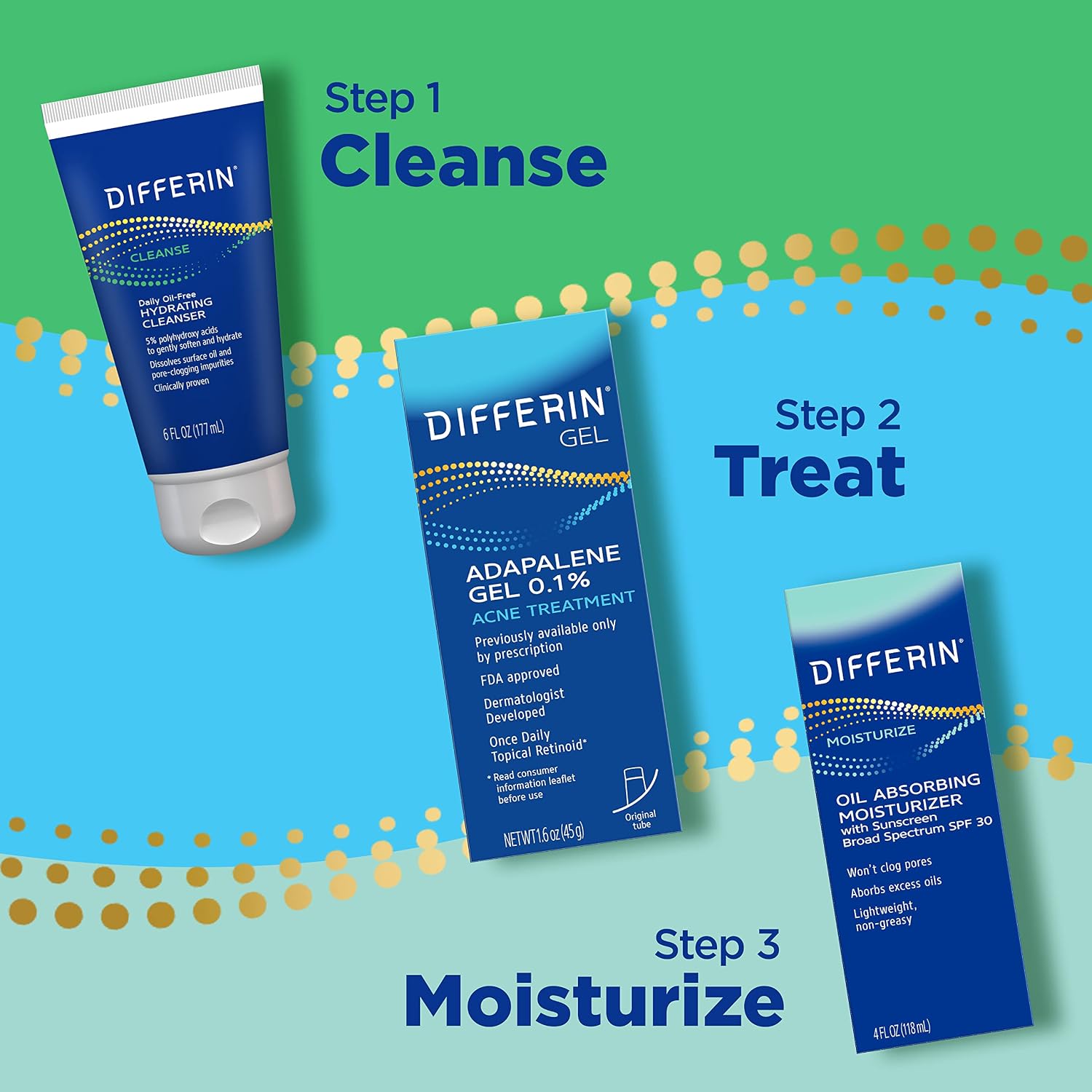 Differin Oil Absorbing Moisturizer with SPF 30, Sunscreen for Face by the makers of Differin Gel, Gentle Skin Care for Acne Prone Sensitive Skin, 4 oz (Packaging May Vary) | Non-comedogenic, oil-free formula, acne-prone & sensitive skin, daily sunscreen moisturizer, pairs with Differin Gel routine - Image 6