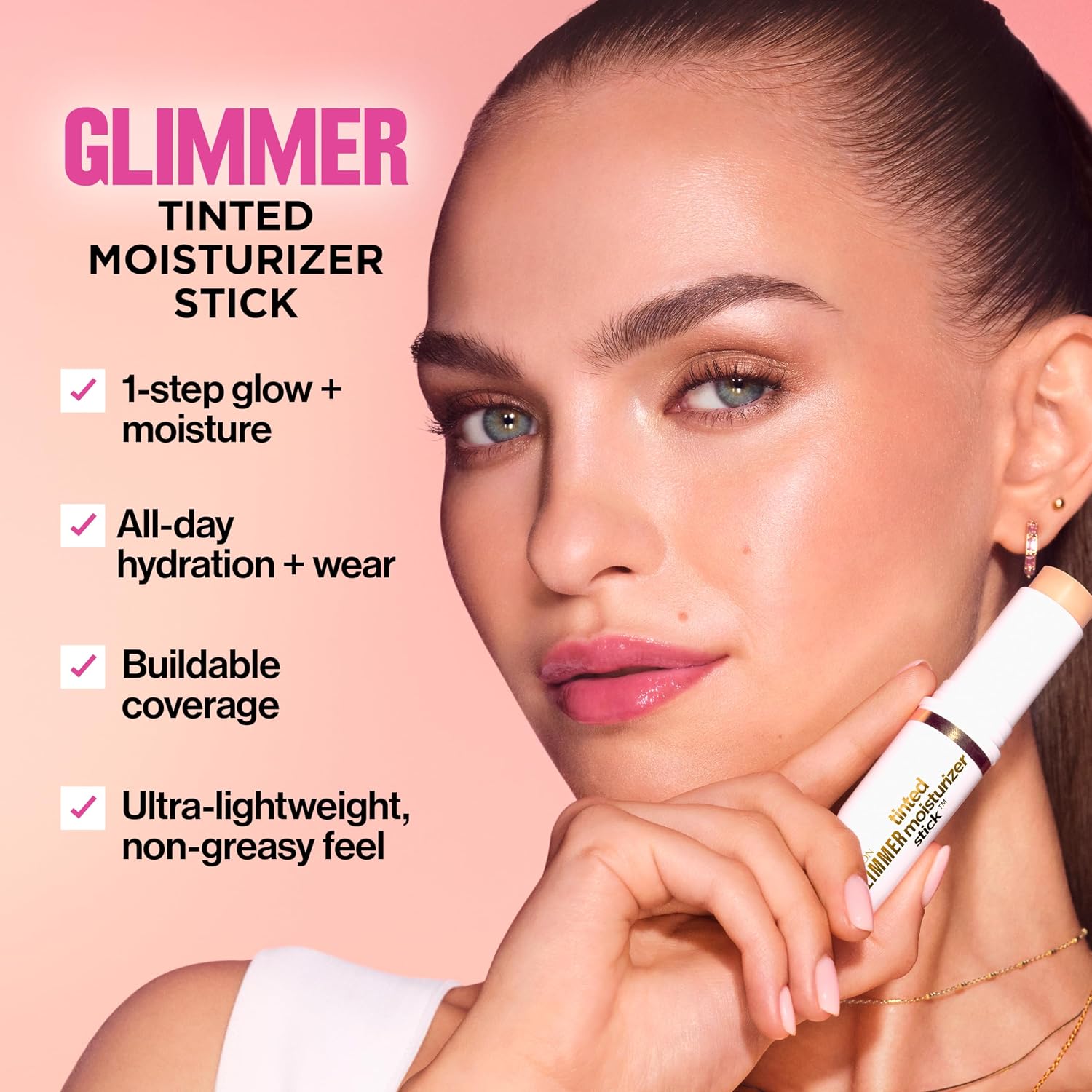 Revlon Glimmer Tinted Moisturizer Stick, 120 Light-Medium, 0.31 oz | Delivers buildable coverage, a glowy finish, and all-day hydration in one easy-to-use stick. Brightens complexion. - Image 4