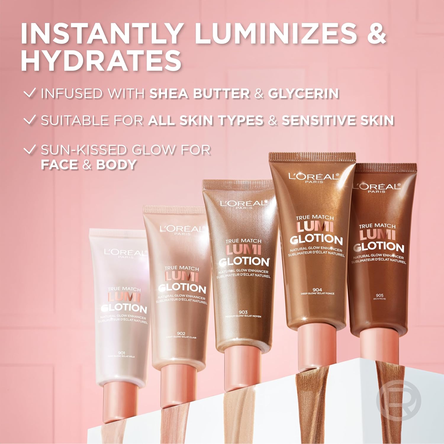 L'Oreal Paris Makeup True Match Lumi Glotion, Natural Glow Enhancer, Illuminator Highlighter, Bronzing Drops For a Sun-Kissed Glow For Face and Body, 902 Light, 1.35 fl oz - Image 7